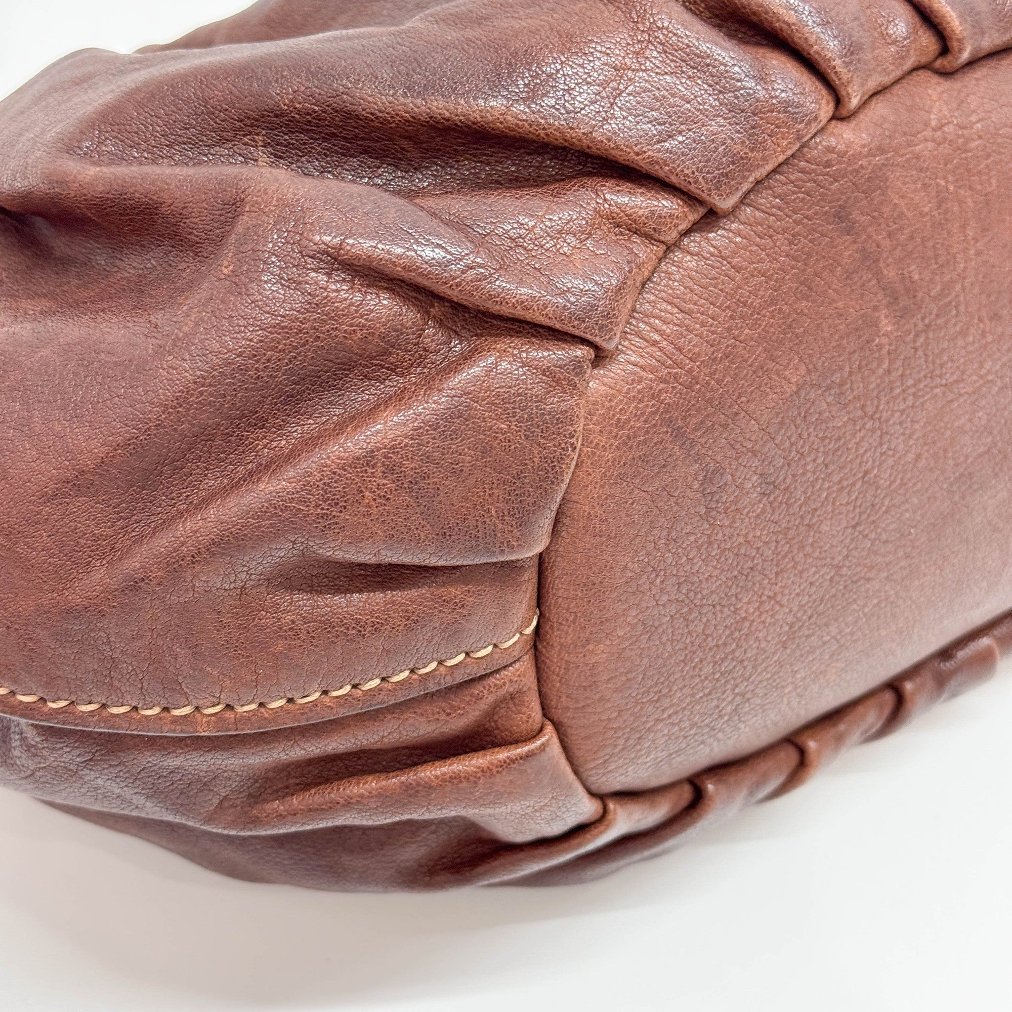 Brown Leather Tote Shoulder Bag