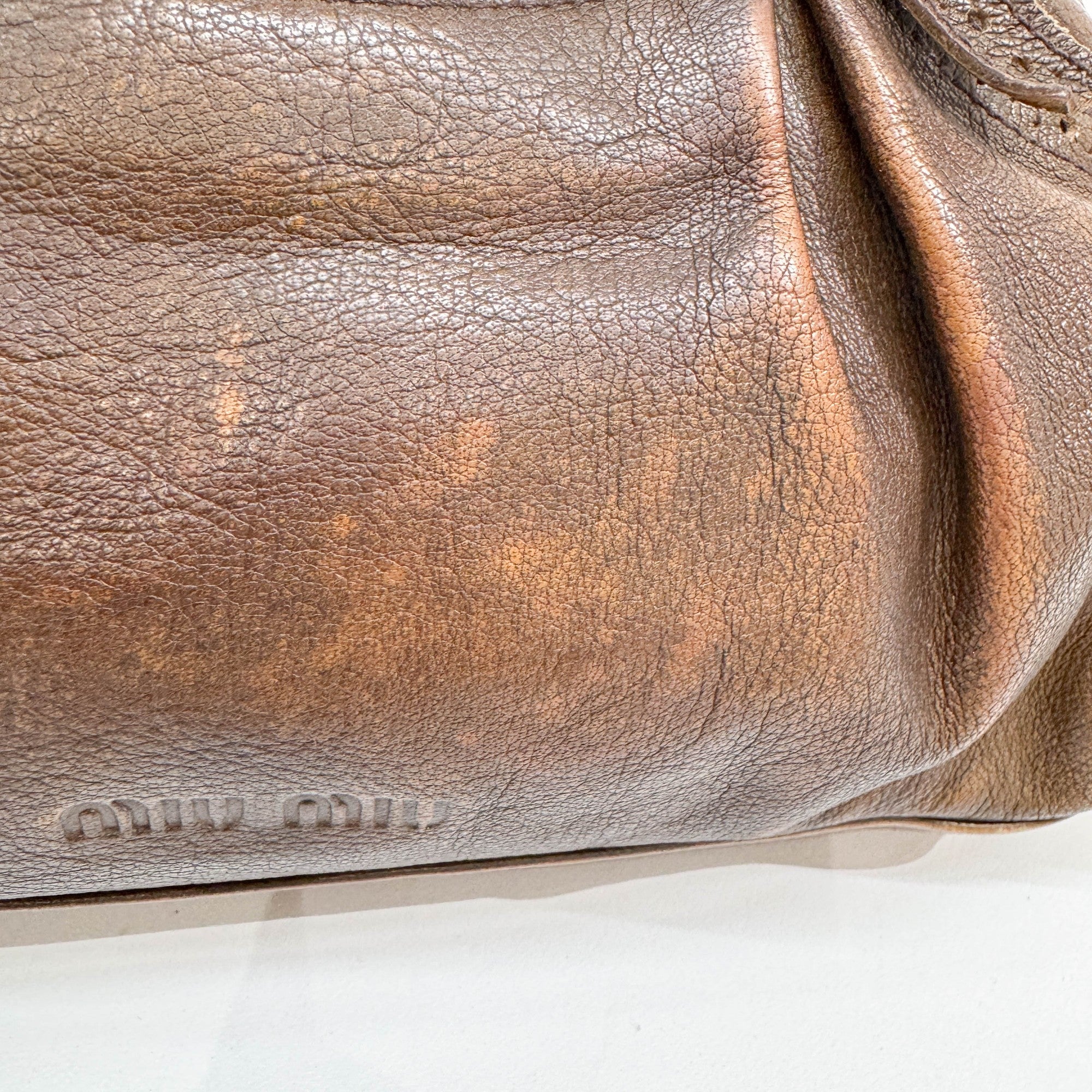 Kiss Lock Bow Brown Leather Shoulder Bag