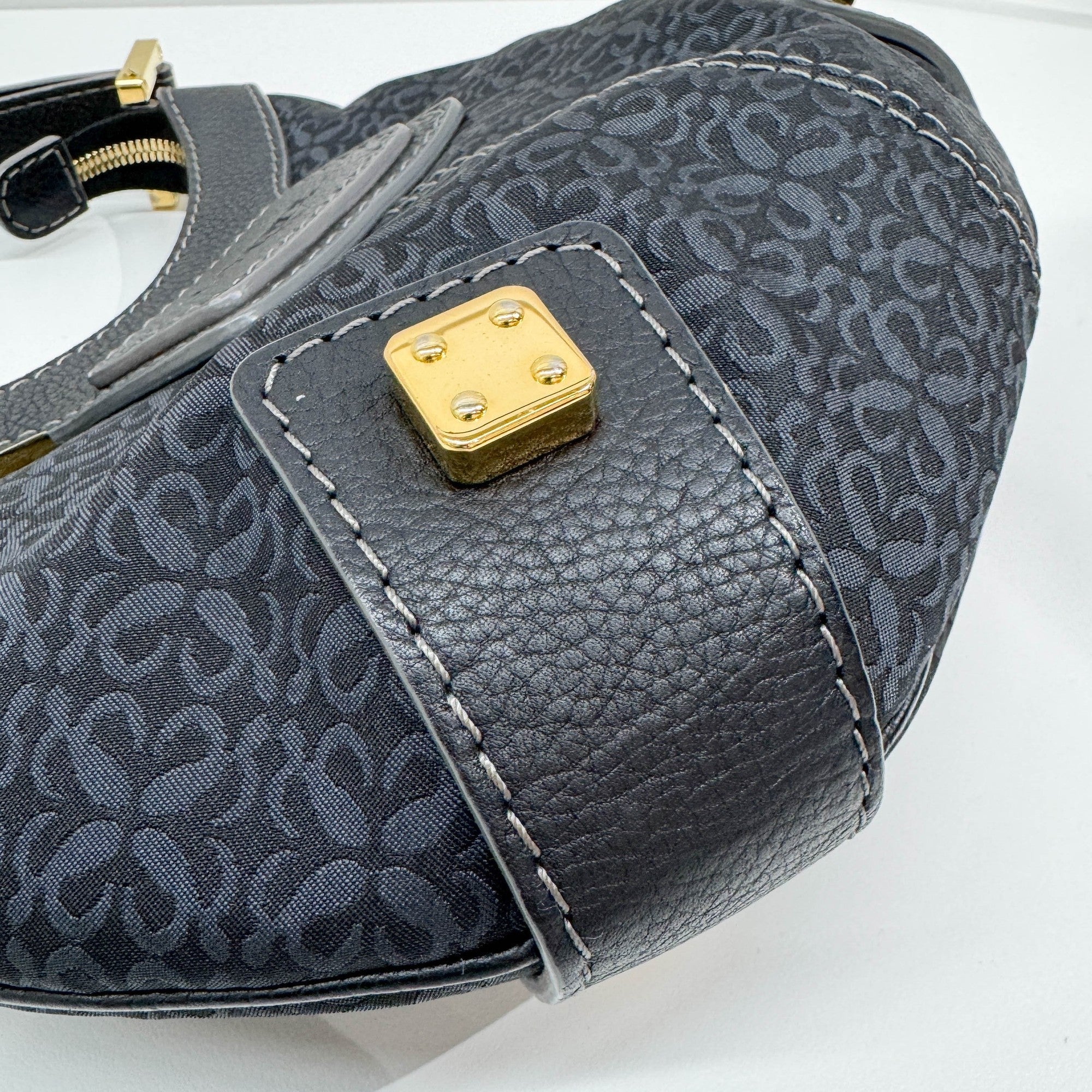 Anagram Canvas Deep Blue New Road Hobo Bag