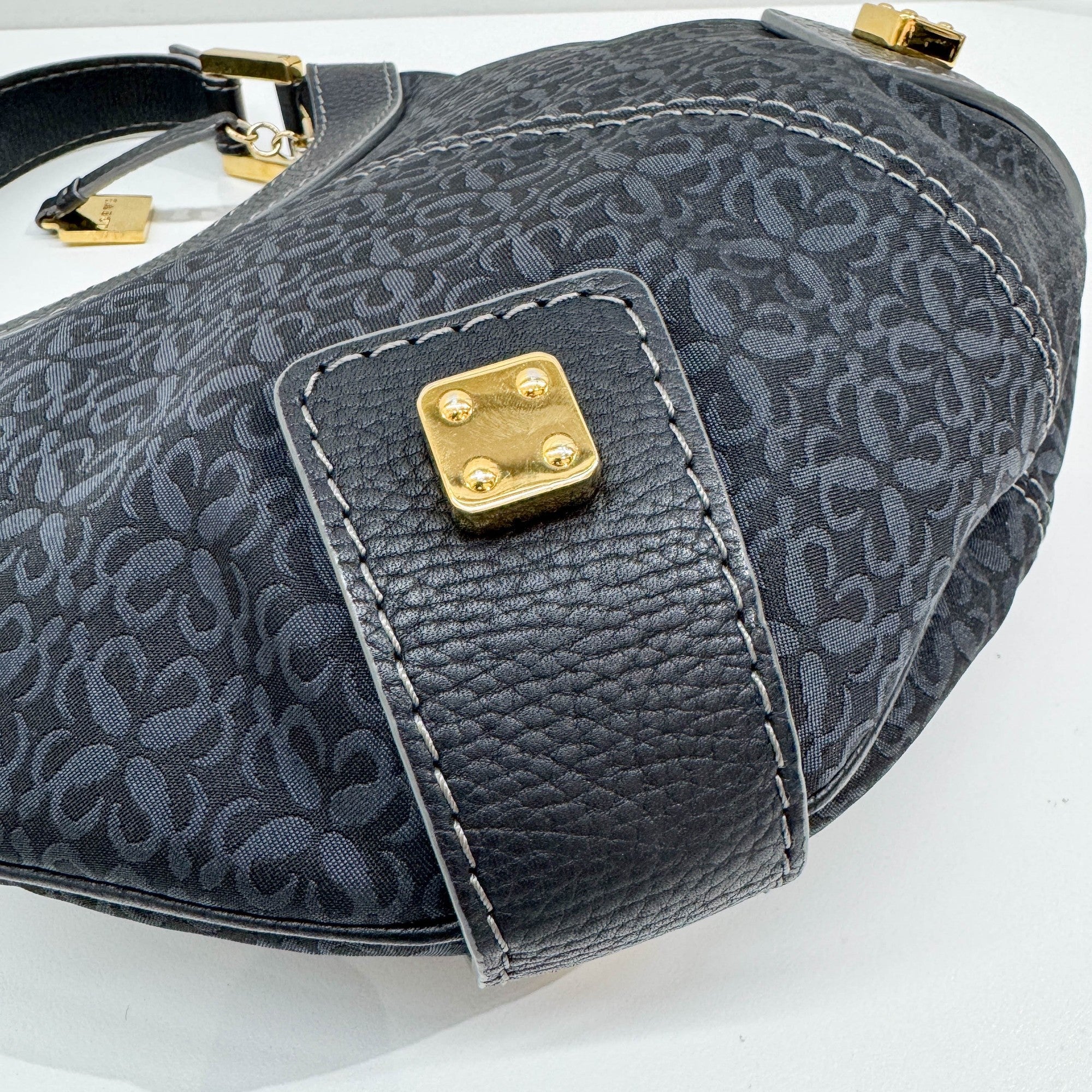 Anagram Canvas Deep Blue New Road Hobo Bag