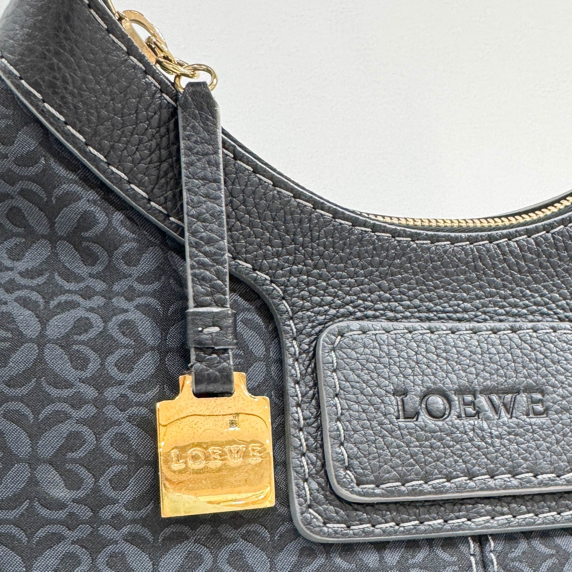 Anagram Canvas Deep Blue New Road Hobo Bag