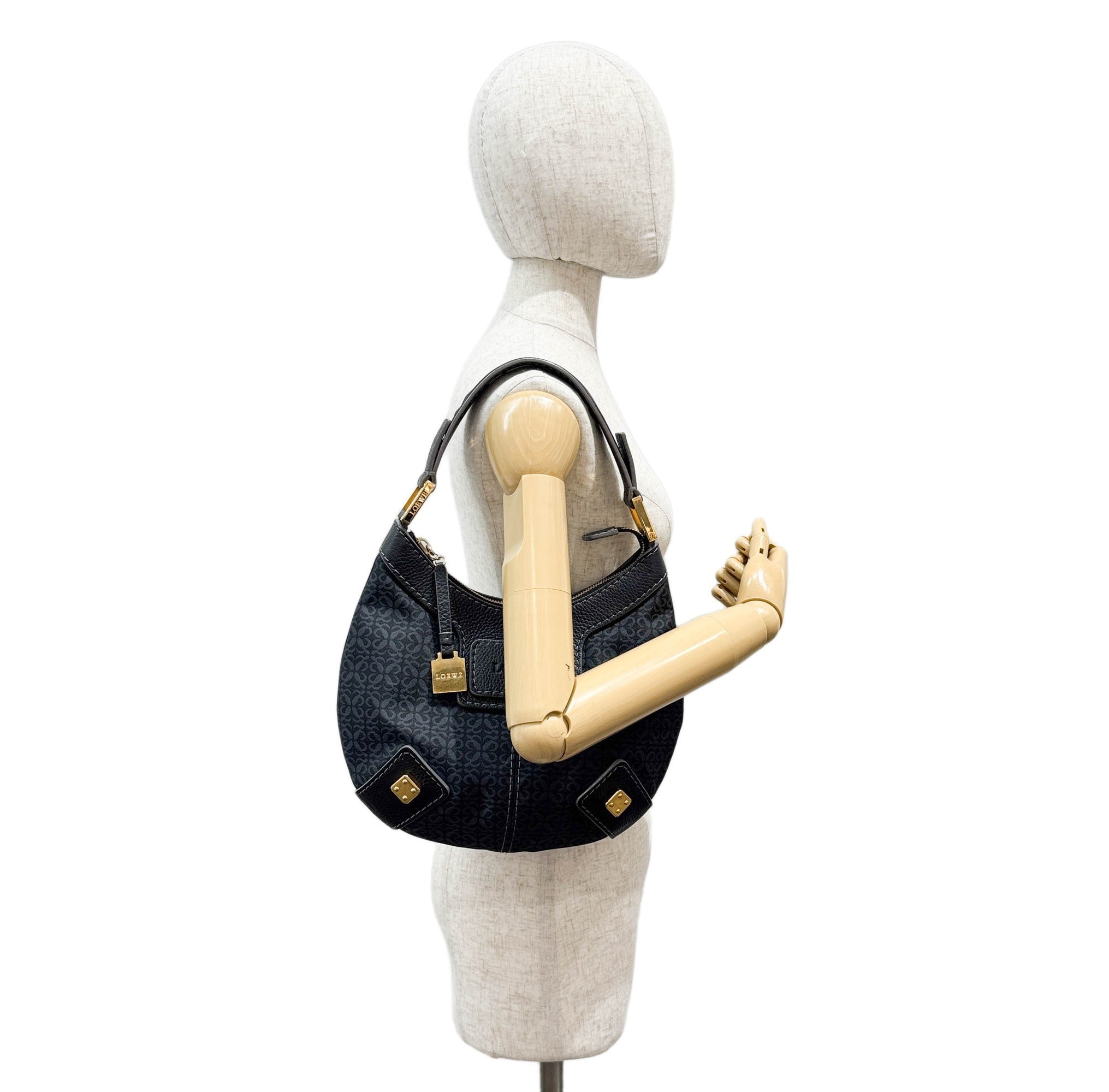 Anagram Canvas Deep Blue New Road Hobo Bag