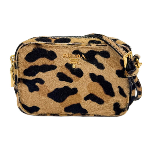Brown Leopard Print Pony Hair Crossbody Bag