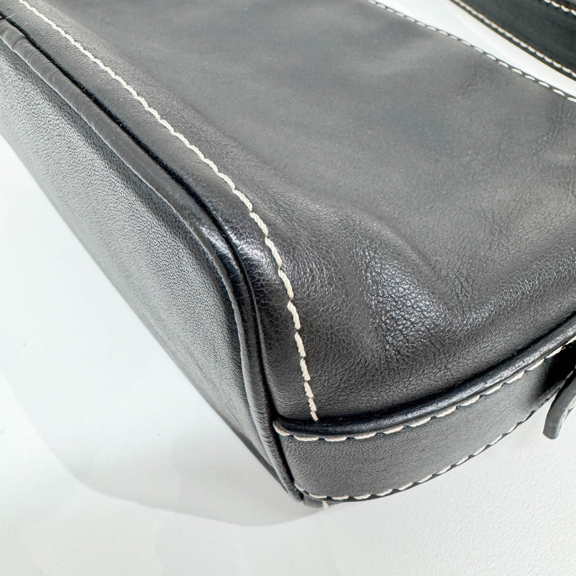 Floral Black Leather Shoulder Bag