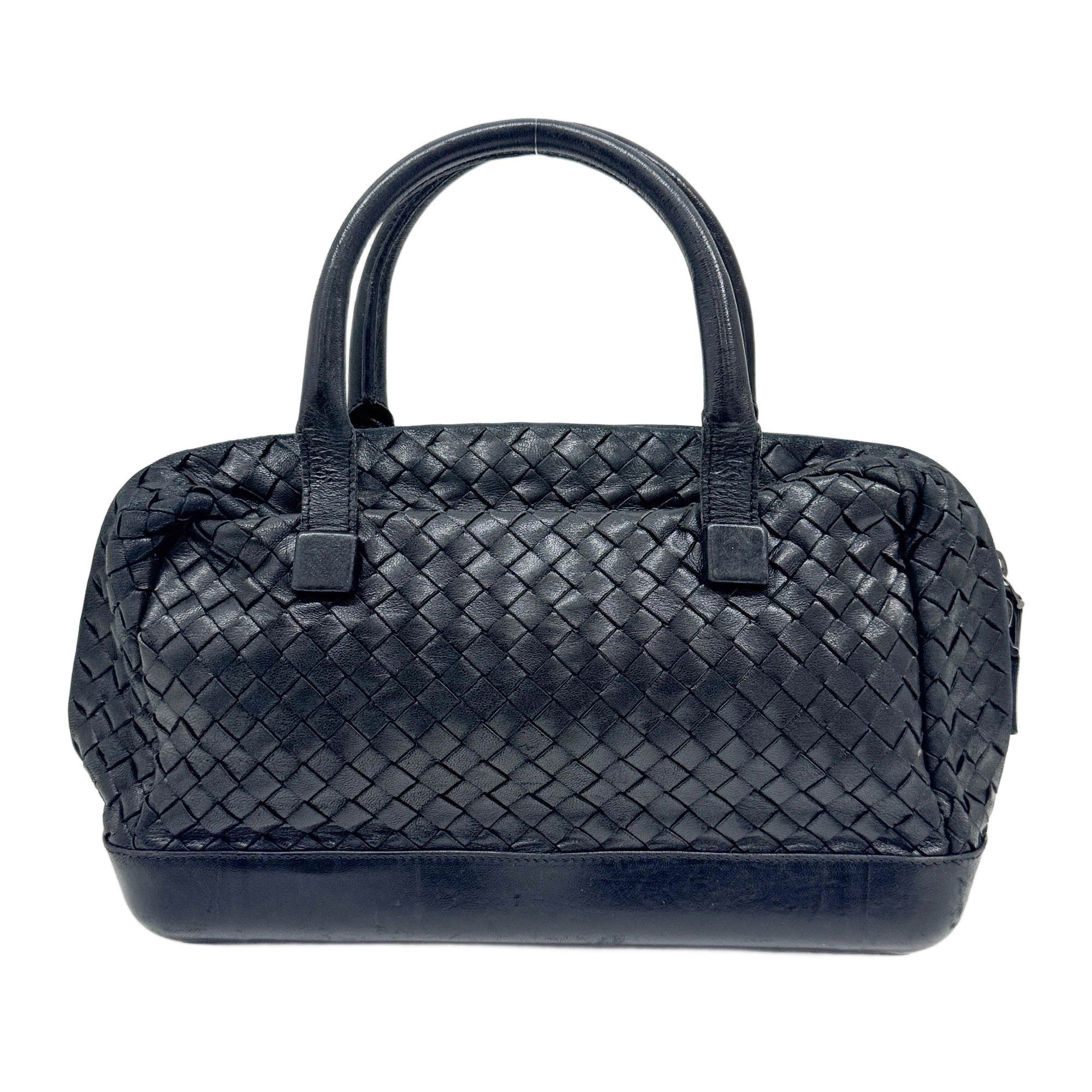 Intrecciato Black Leather Hand Bag
