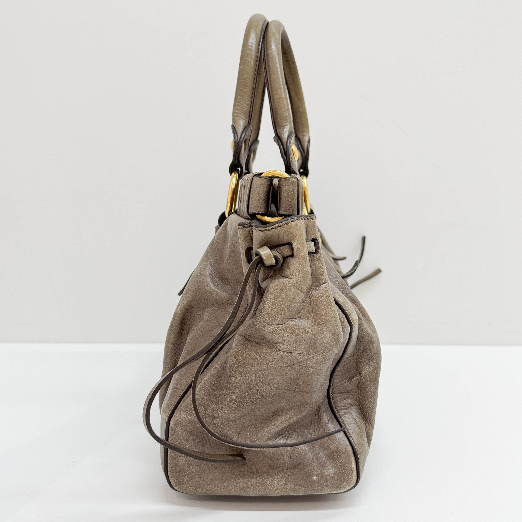 Vitello Dark Khaki Leather Hand Bag
