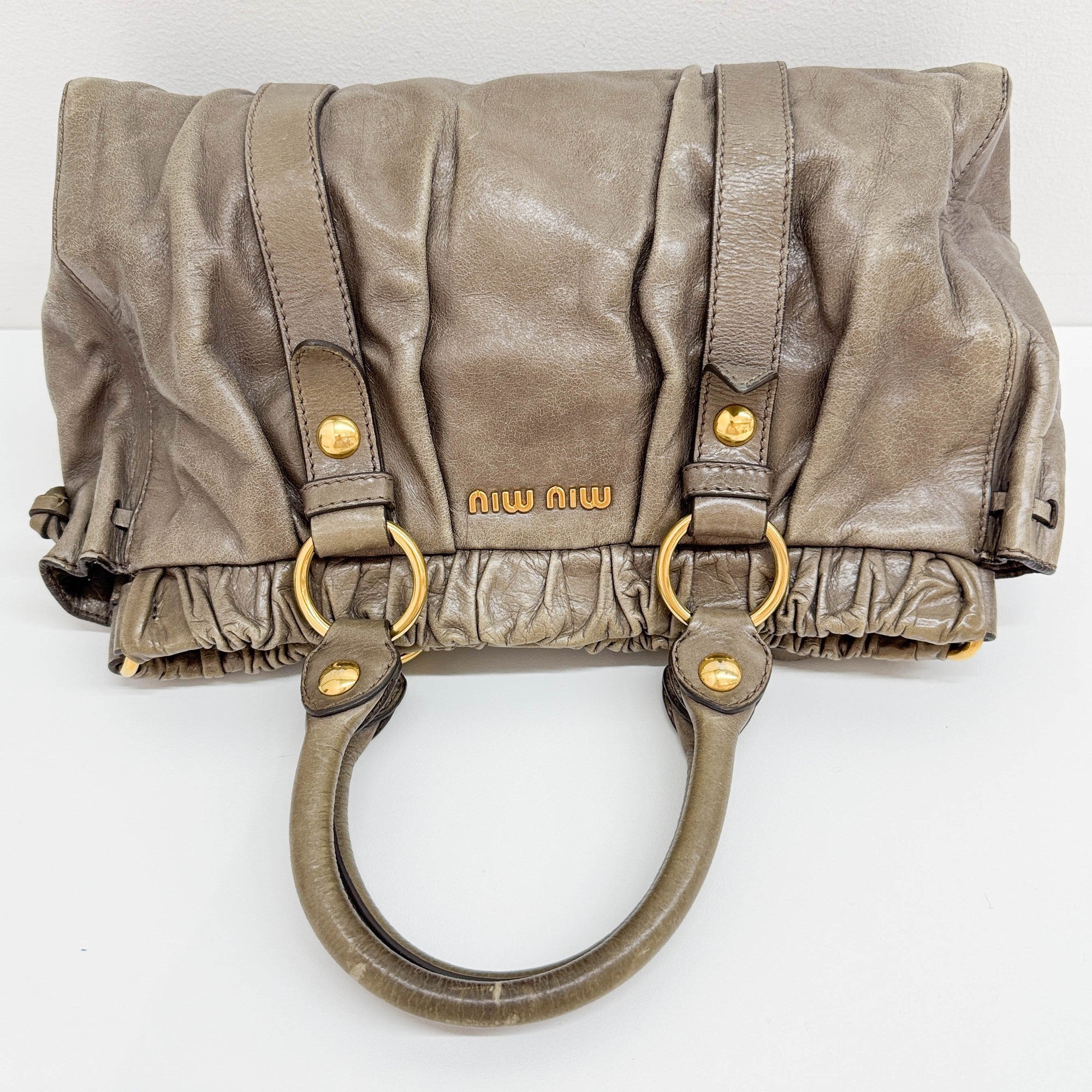 Vitello Dark Khaki Leather Hand Bag