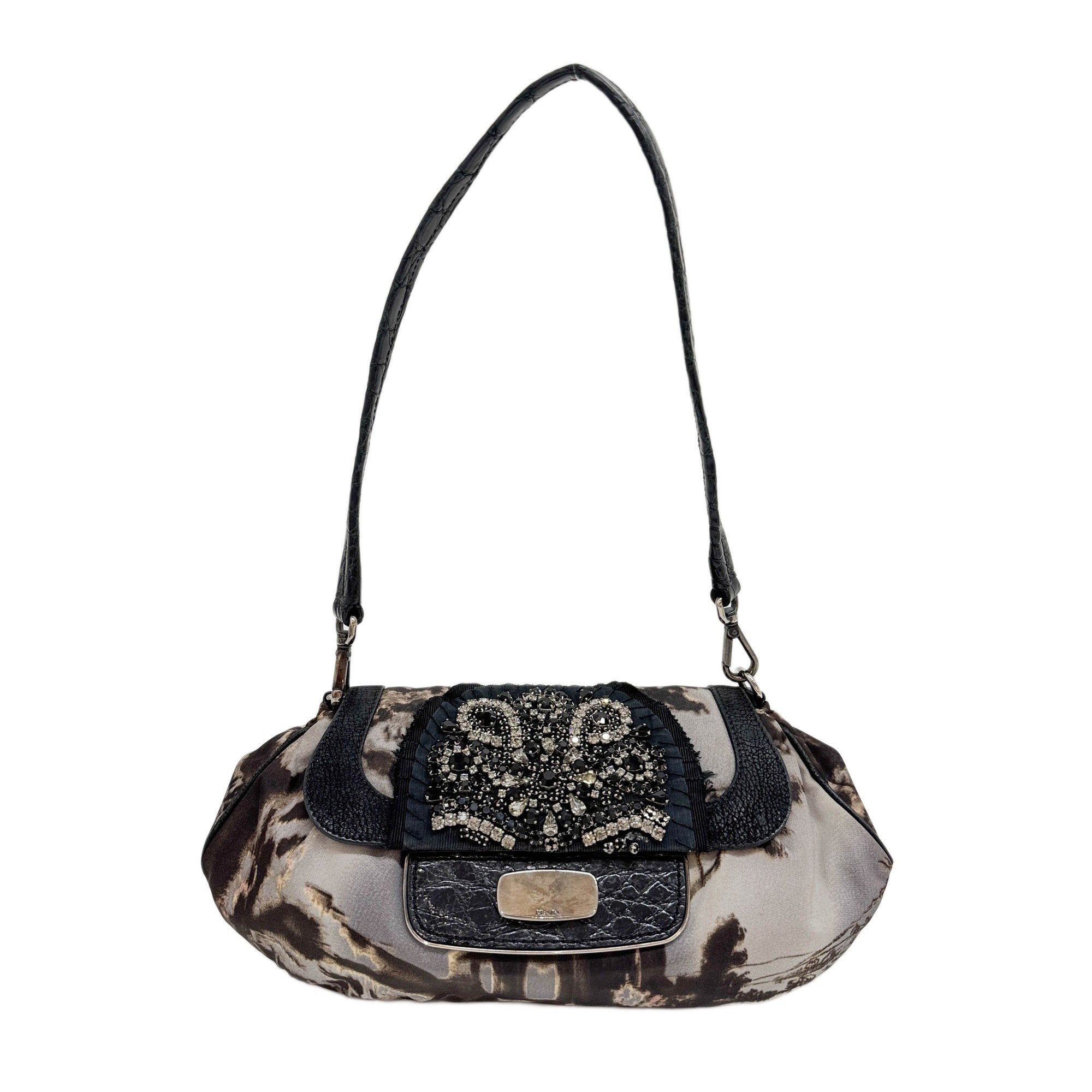 Antic Skipper Brown & Gray Tree Print Nylon Shoulder Bag