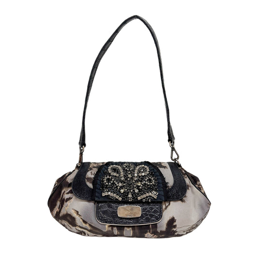 Antic Skipper Brown & Gray Tree Print Nylon Shoulder Bag