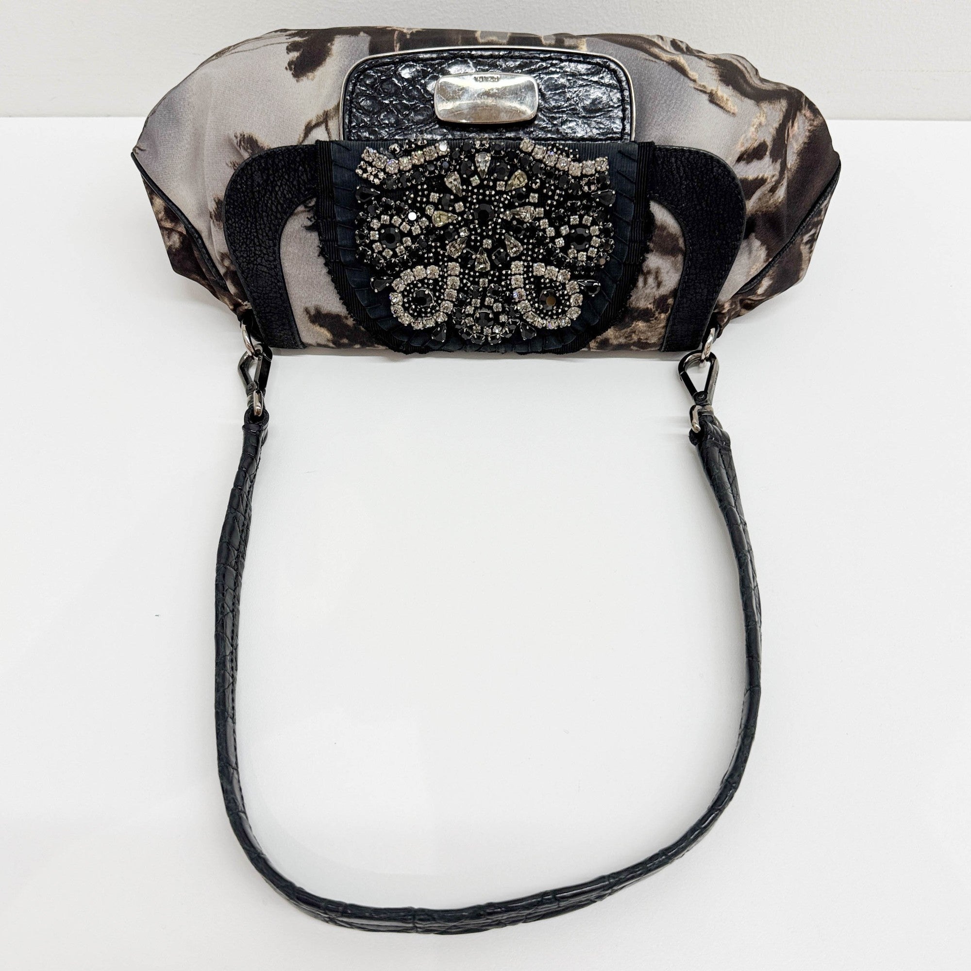 Antic Skipper Brown & Gray Tree Print Nylon Shoulder Bag