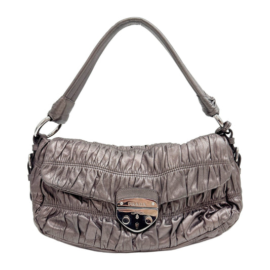 Soound Lock Metallic Dusty Purple Leather Shoulder Bag