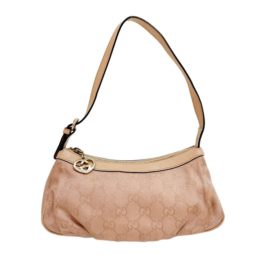 Lovely Heart Rose Gold GG Canvas Shoulder Bag