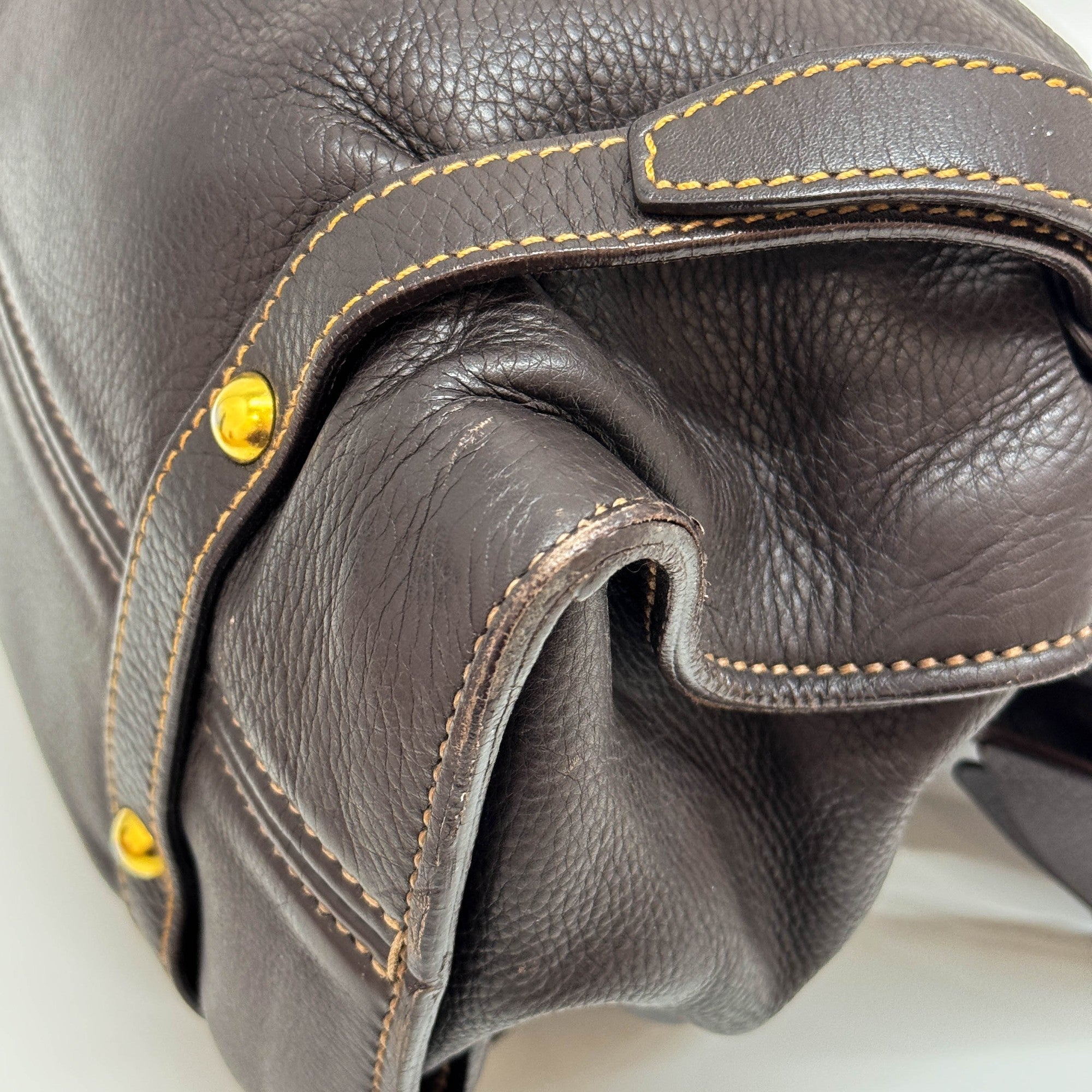 Vitello Lux Bow Bag Dark Brown Leather Shoulder Bag