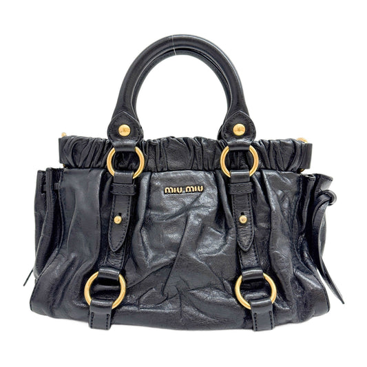 Mini Vitello Black Leather Two Way Bag