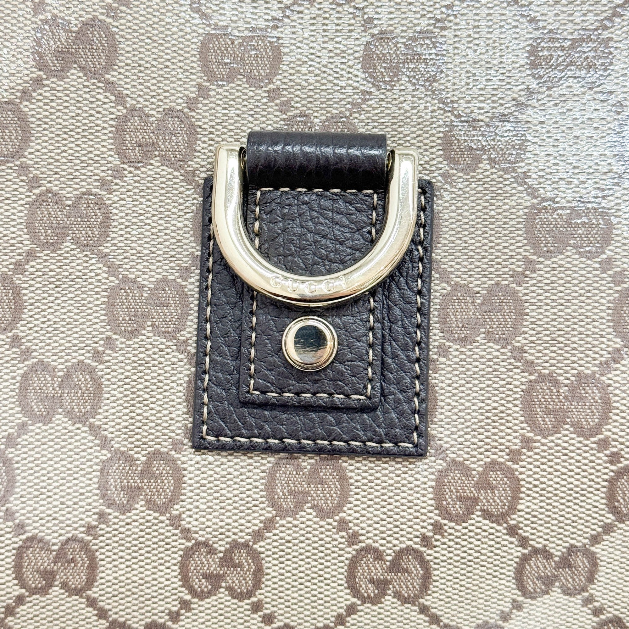 Abbey Brown GG Canvas Crystal Shoulder Bag