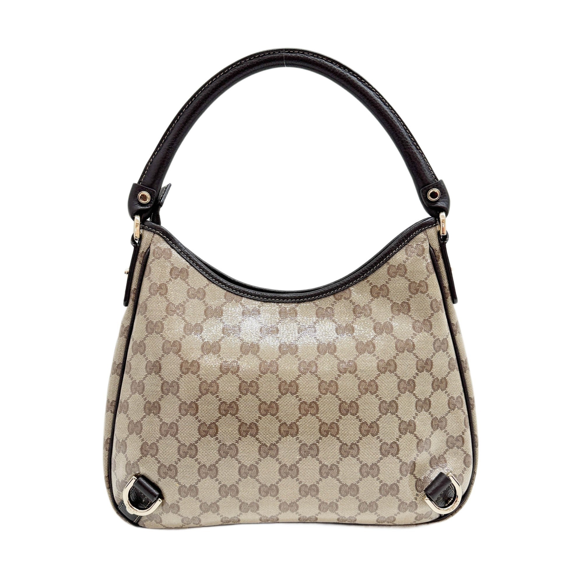 Abbey Brown GG Canvas Crystal Shoulder Bag