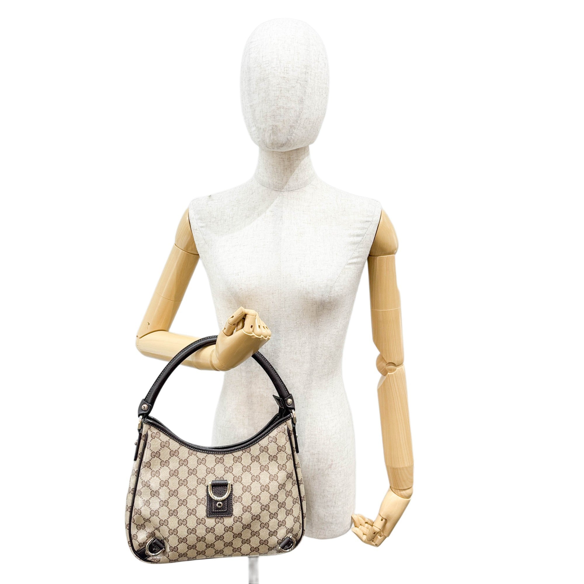 Abbey Brown GG Canvas Crystal Shoulder Bag