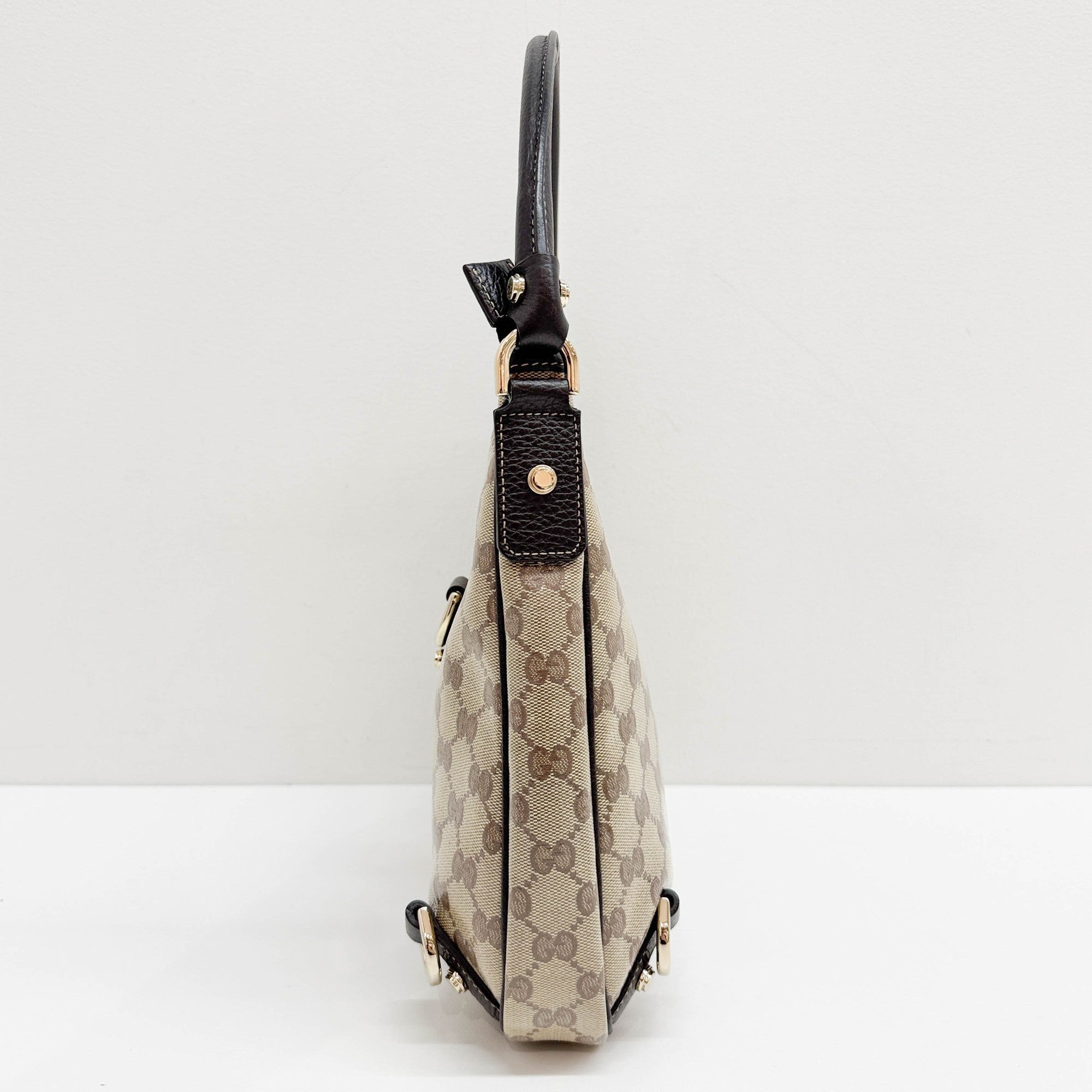 Abbey Brown GG Canvas Crystal Shoulder Bag