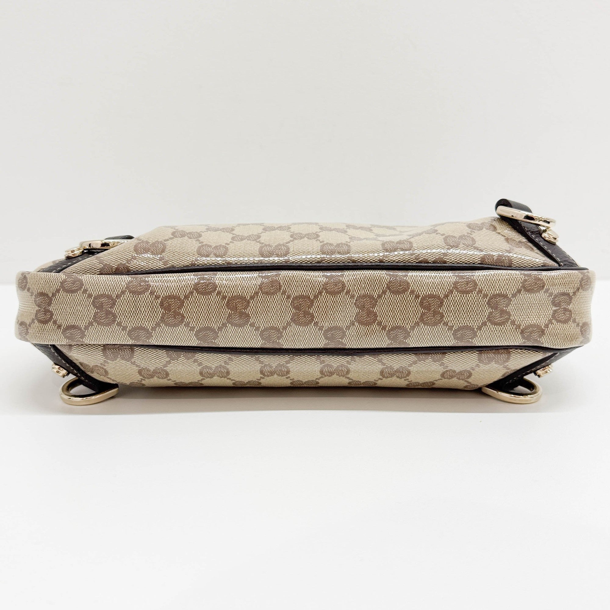 Abbey Brown GG Canvas Crystal Shoulder Bag