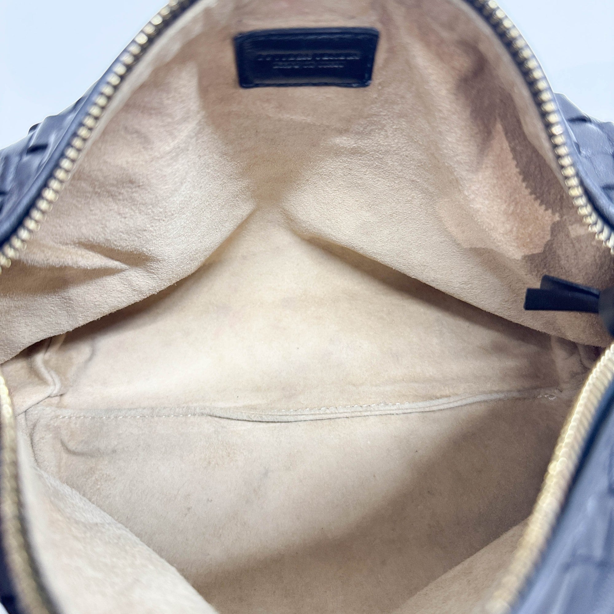 Intrecciato Black Leather Hand Bag