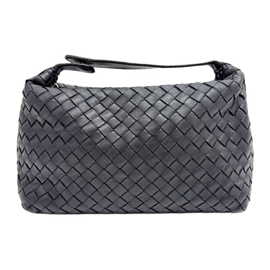 Intrecciato Black Leather Hand Bag