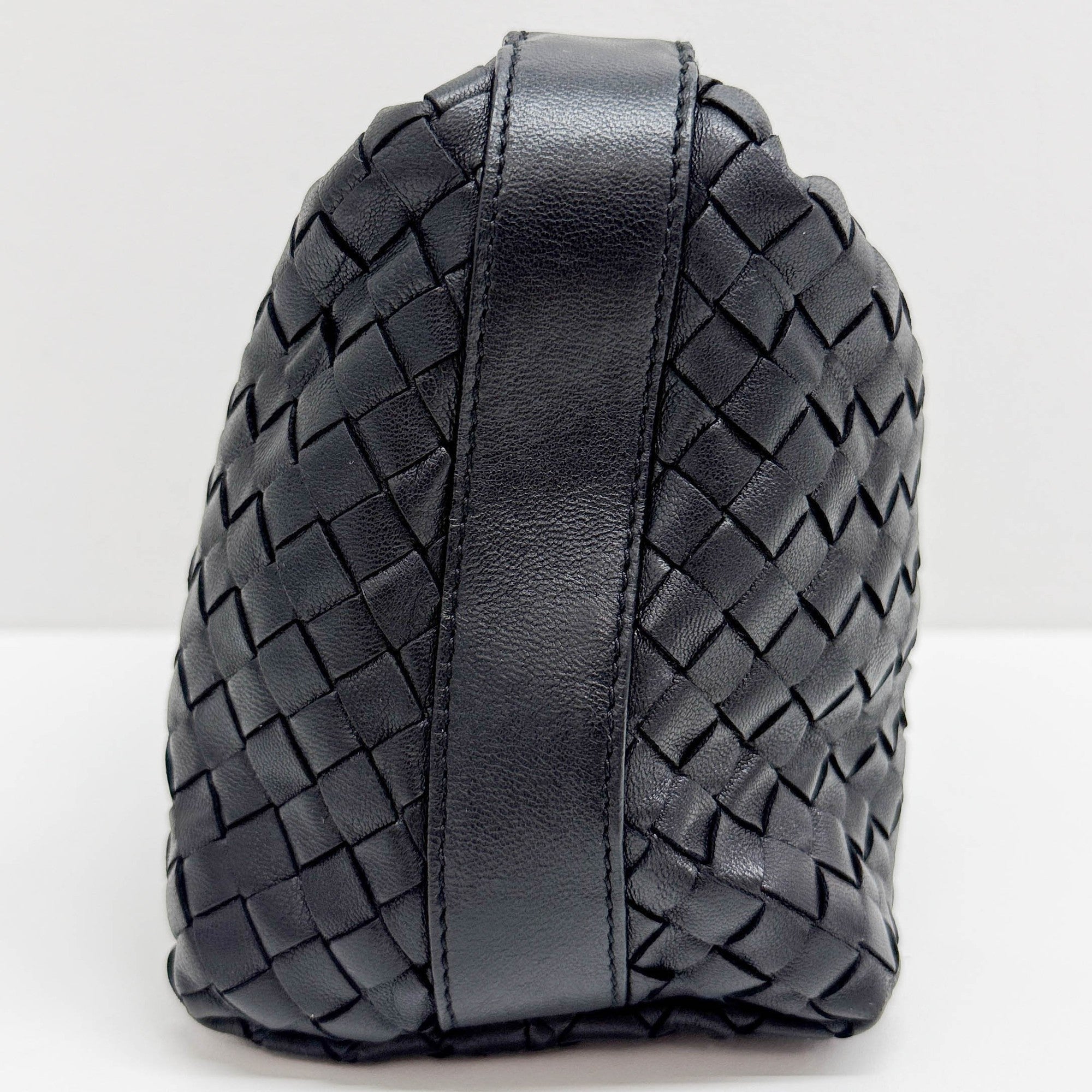 Intrecciato Black Leather Hand Bag