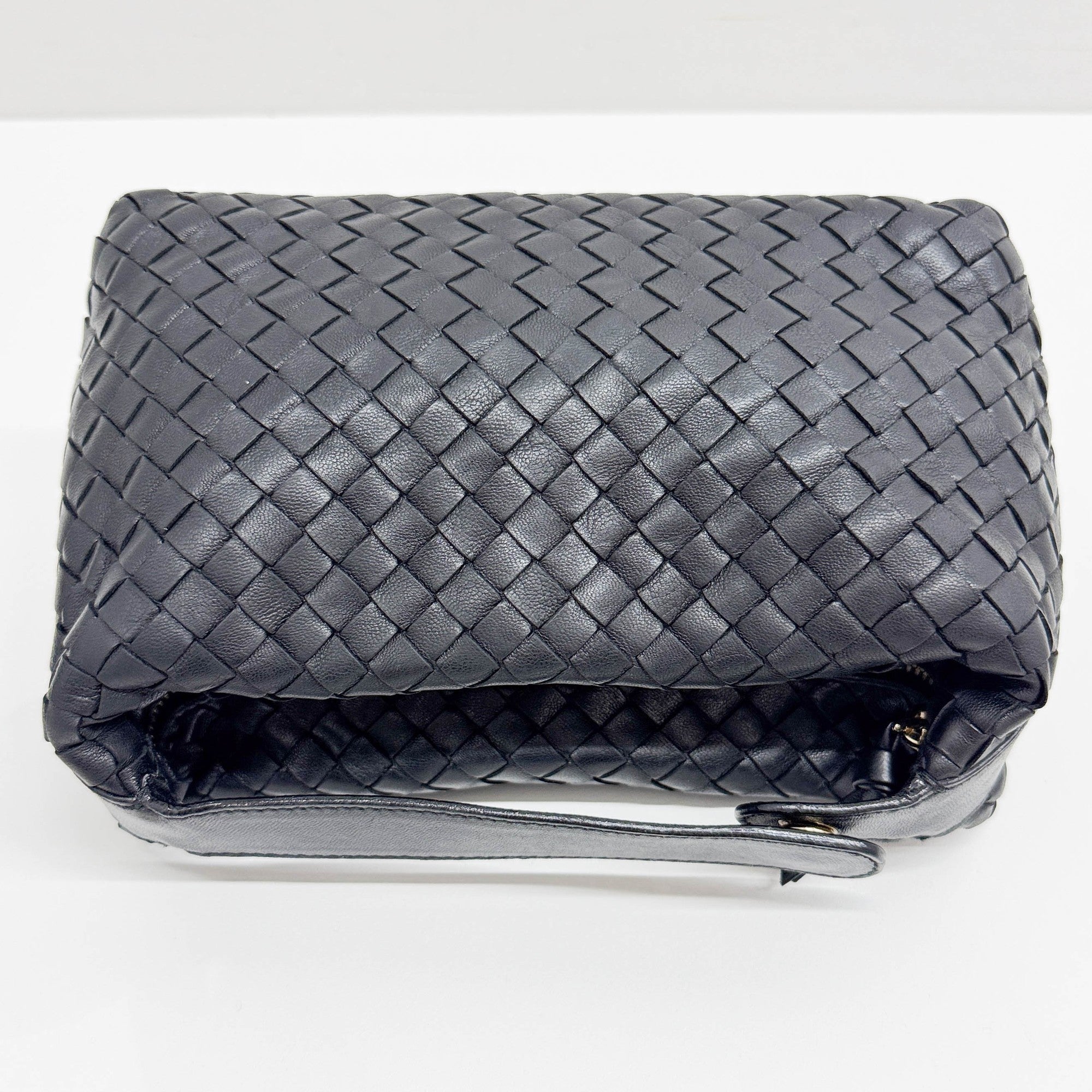 Intrecciato Black Leather Hand Bag