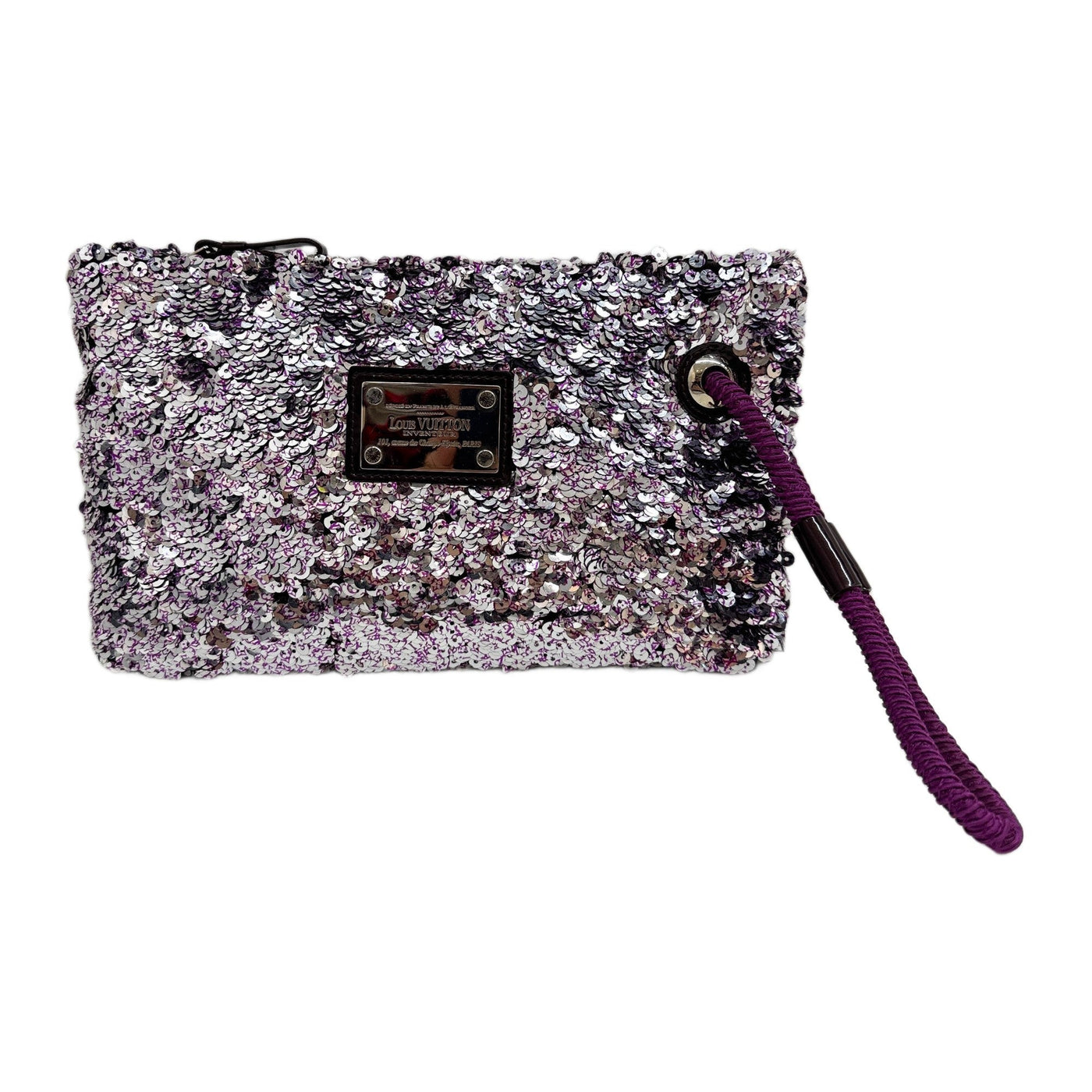 Rococo Pochette Violet & Silver Sequin Clutch Bag