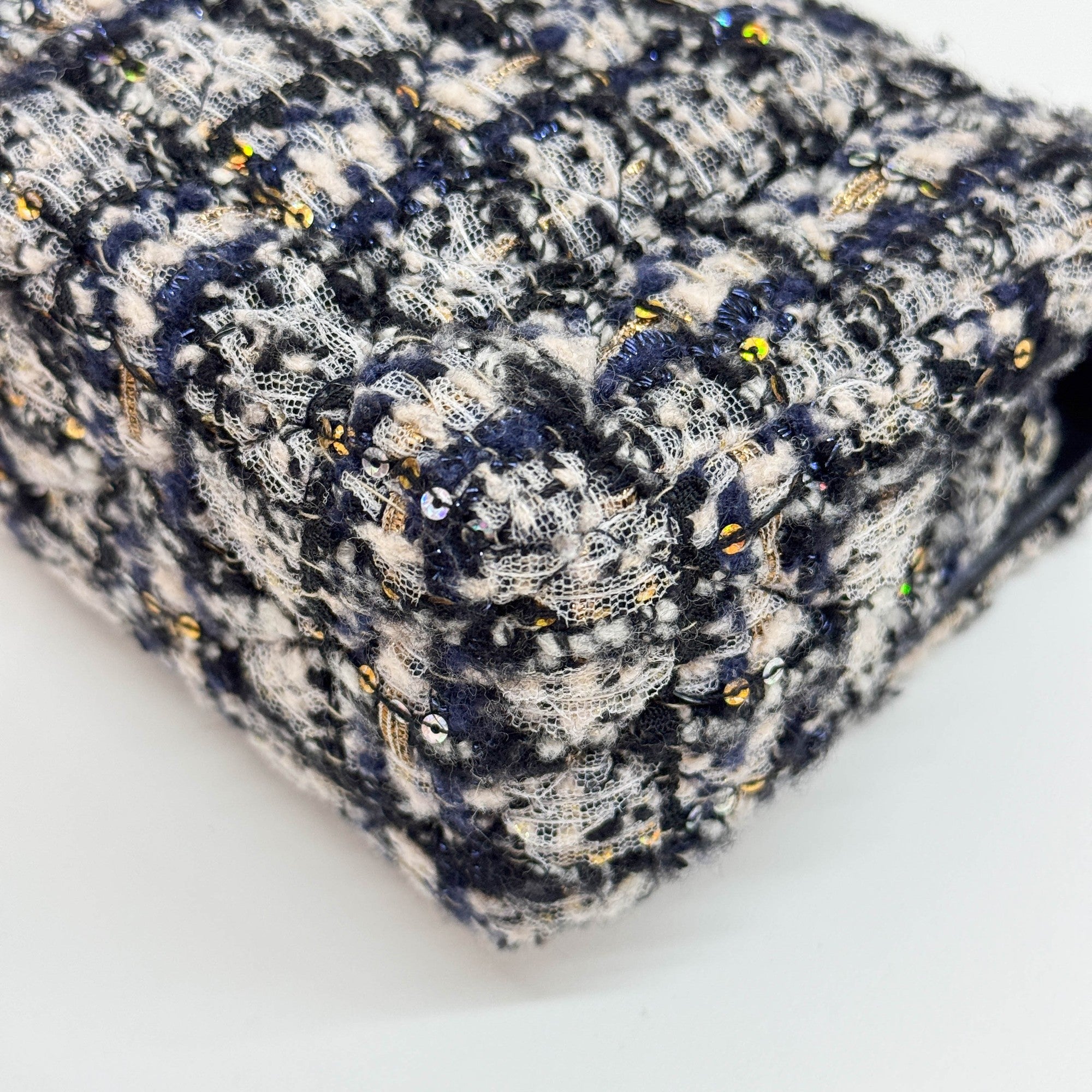 Mini Classic Flap Blue, Black, & White Tweed Shoulder Bag