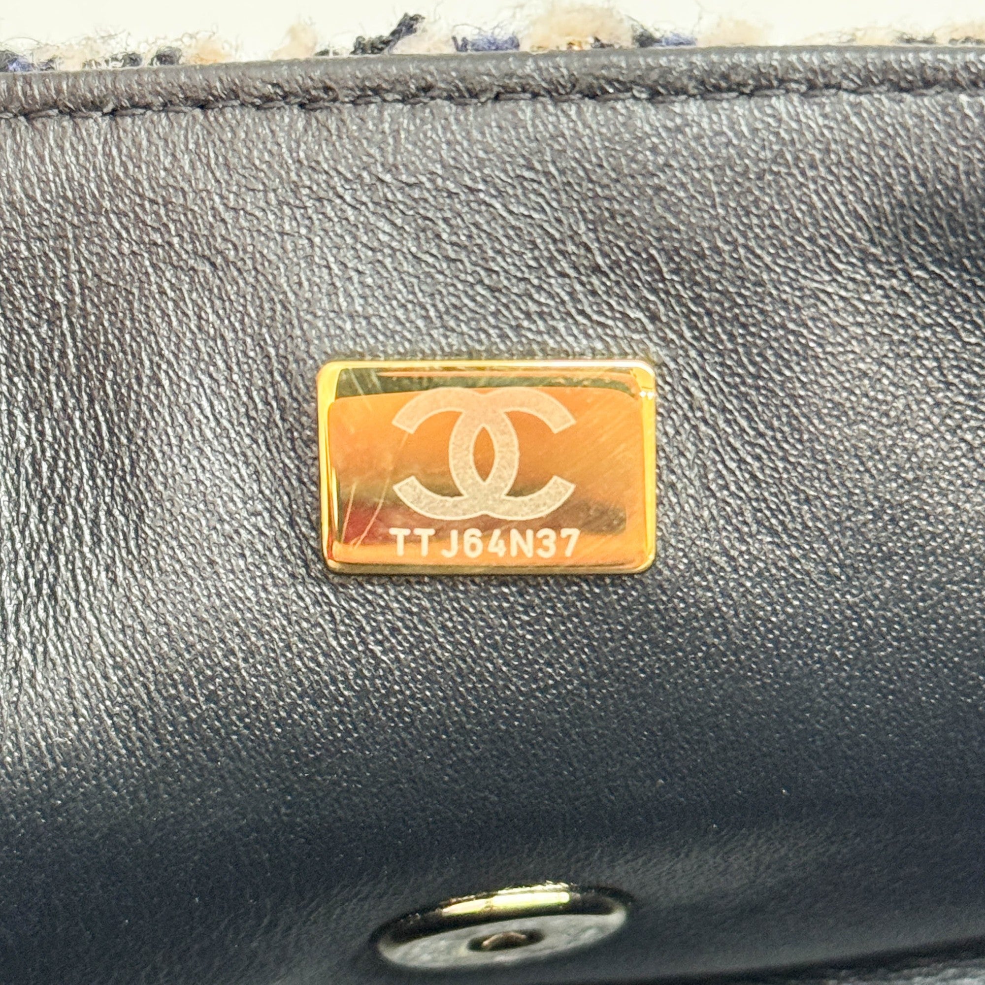 Mini Classic Flap Blue, Black, & White Tweed Shoulder Bag