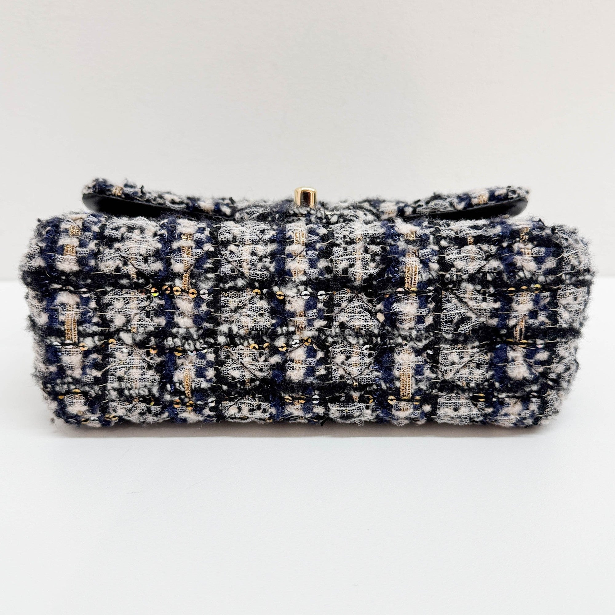 Mini Classic Flap Blue, Black, & White Tweed Shoulder Bag