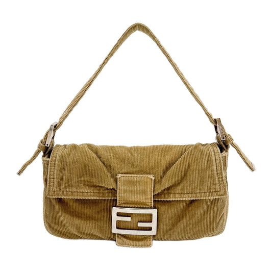 Baguette Khaki Corduroy Cotton Shoulder Bag