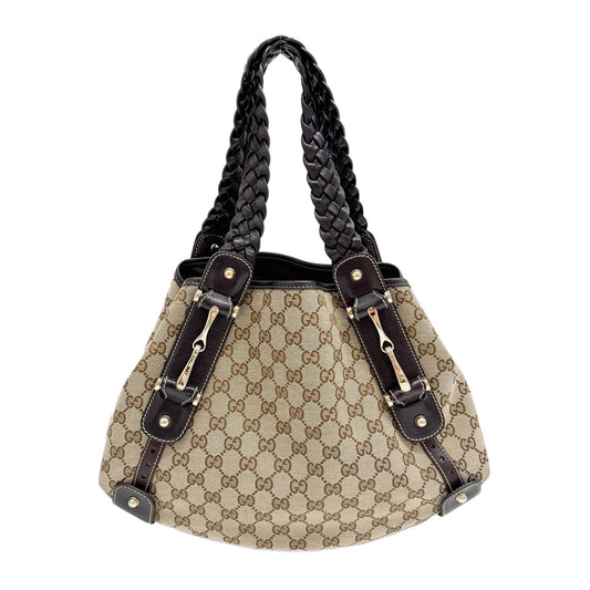 Horsebit Brown GG Canvas Shoulder Bag