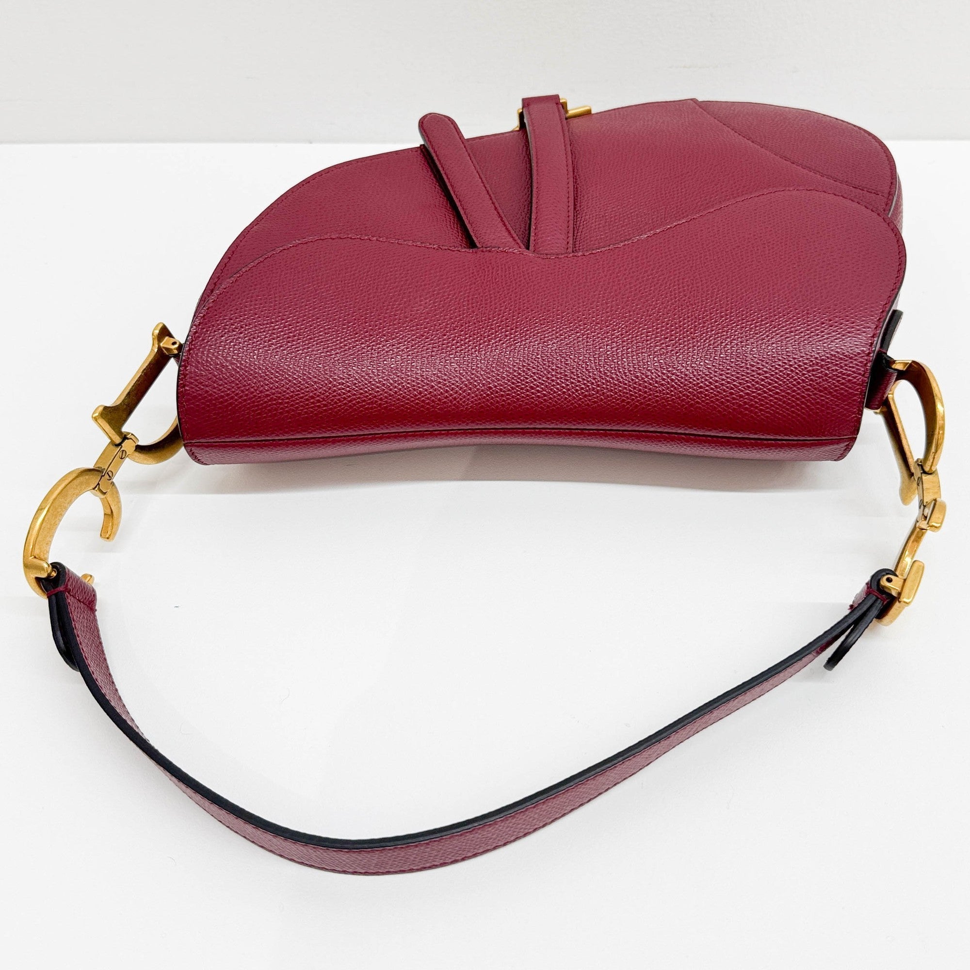 Saddle Maroon Leather Shoulder Bag