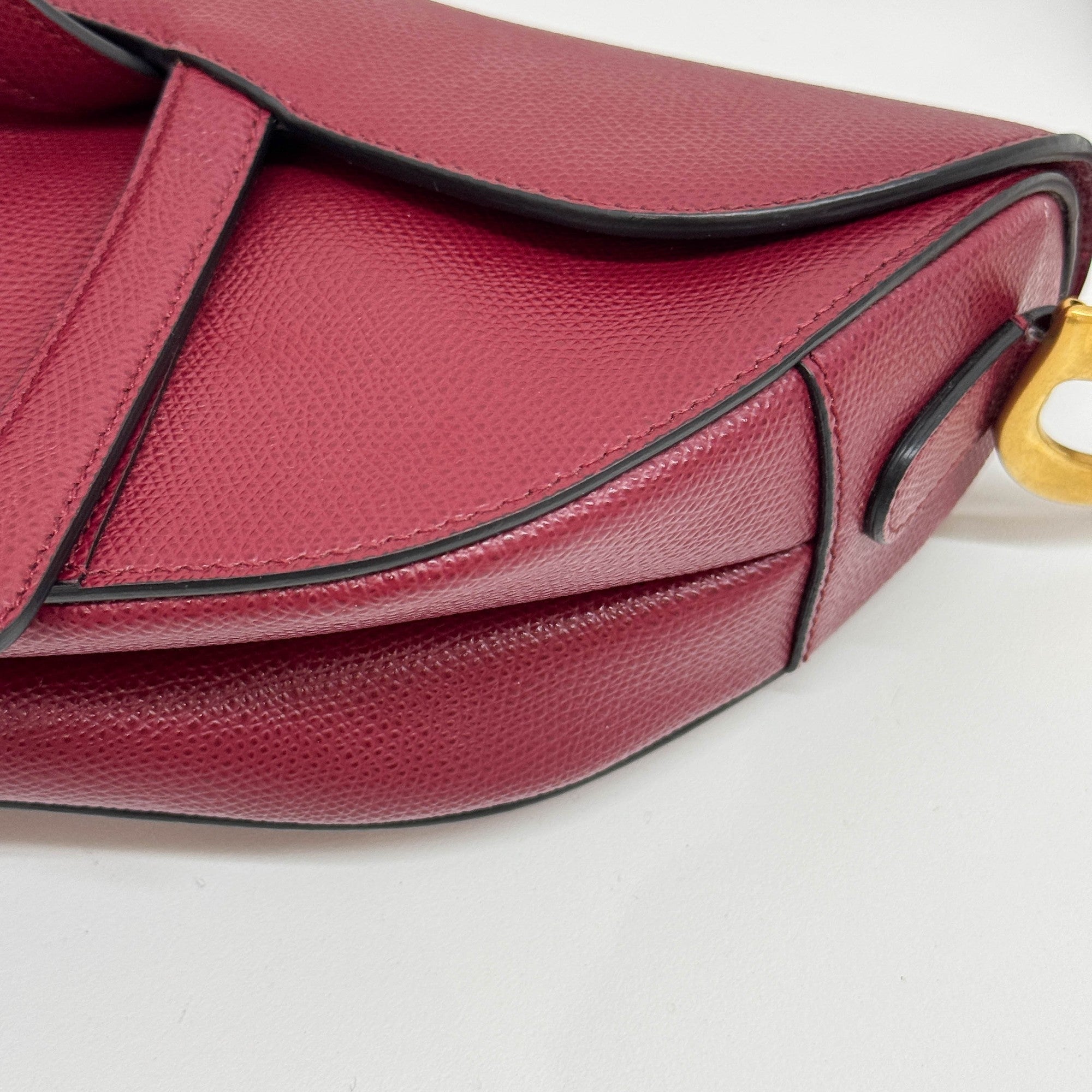 Saddle Maroon Leather Shoulder Bag