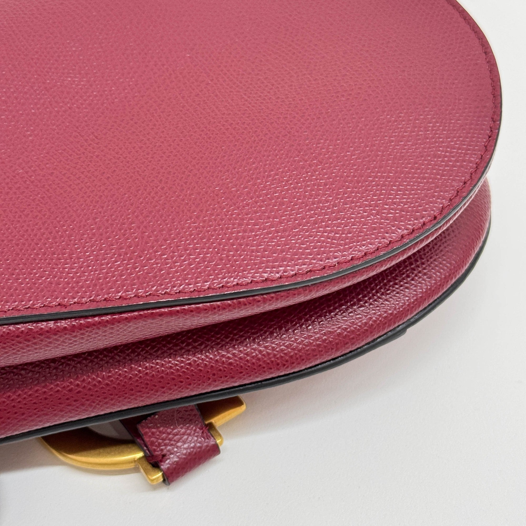 Saddle Maroon Leather Shoulder Bag