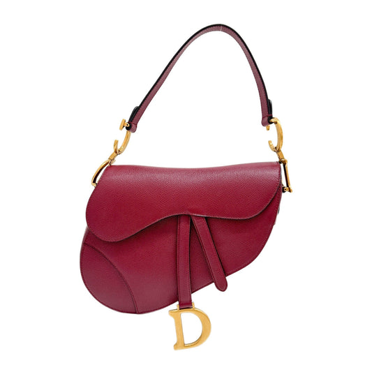 Saddle Maroon Leather Shoulder Bag