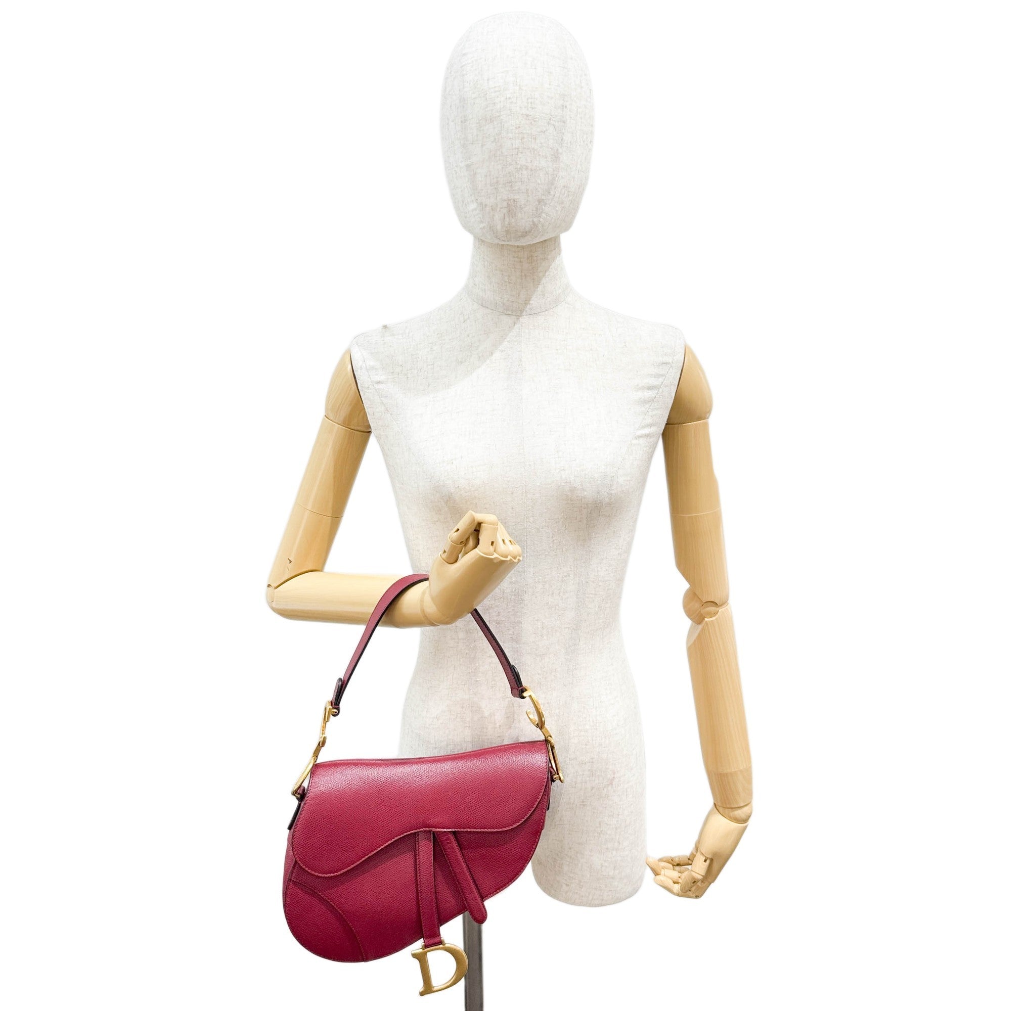 Saddle Maroon Leather Shoulder Bag
