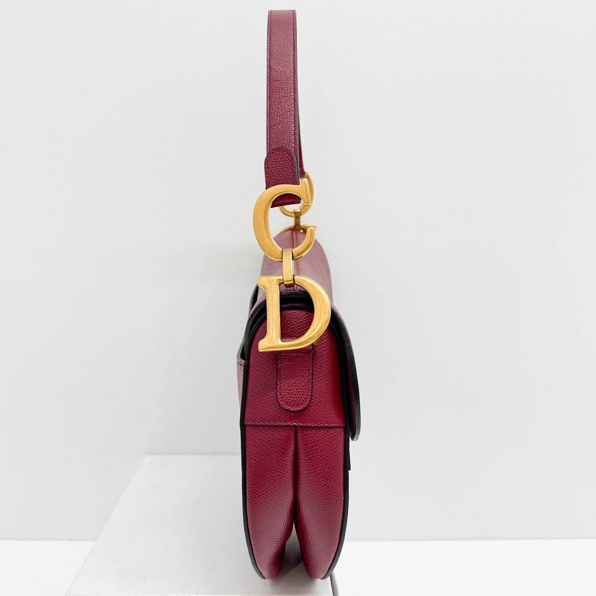 Saddle Maroon Leather Shoulder Bag