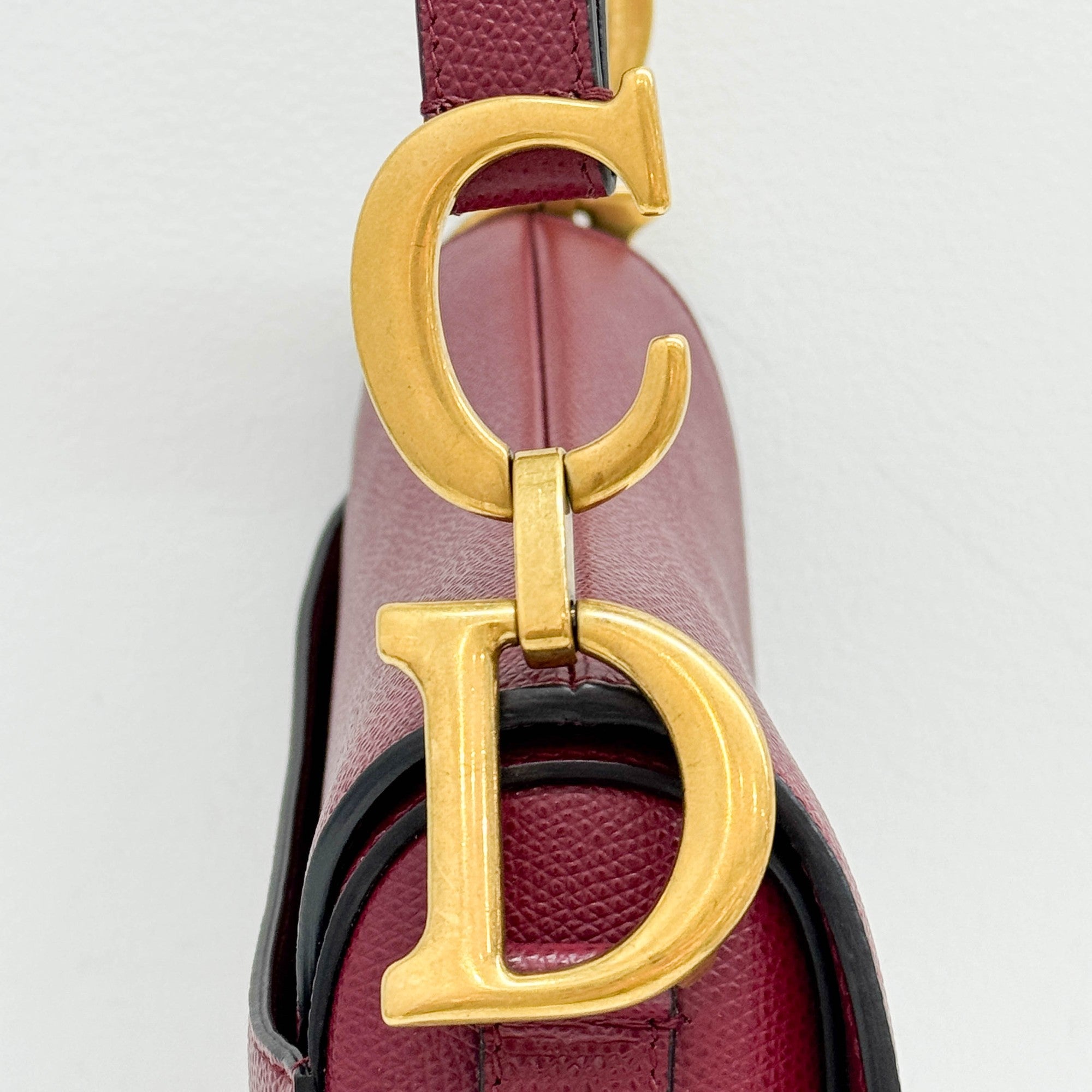 Saddle Maroon Leather Shoulder Bag