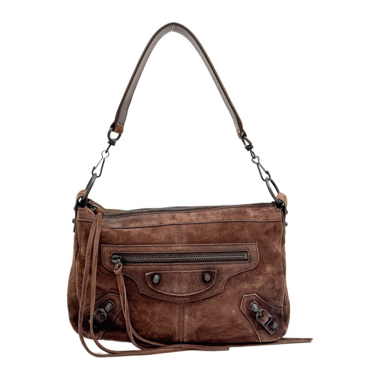 The City Moto Brown Suede Two Way Bag