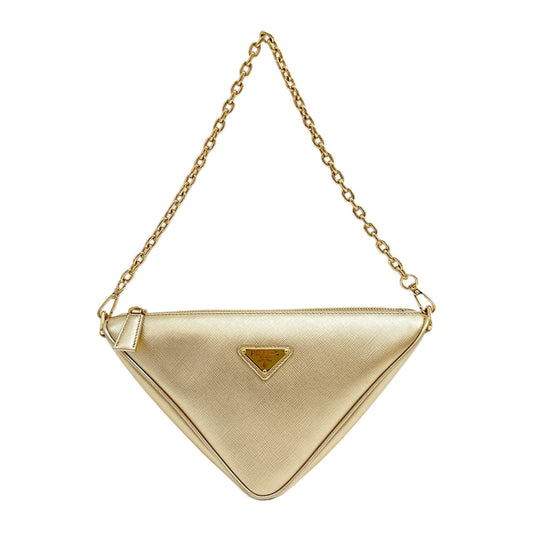 Triangle Gold Leather Two Way Bag