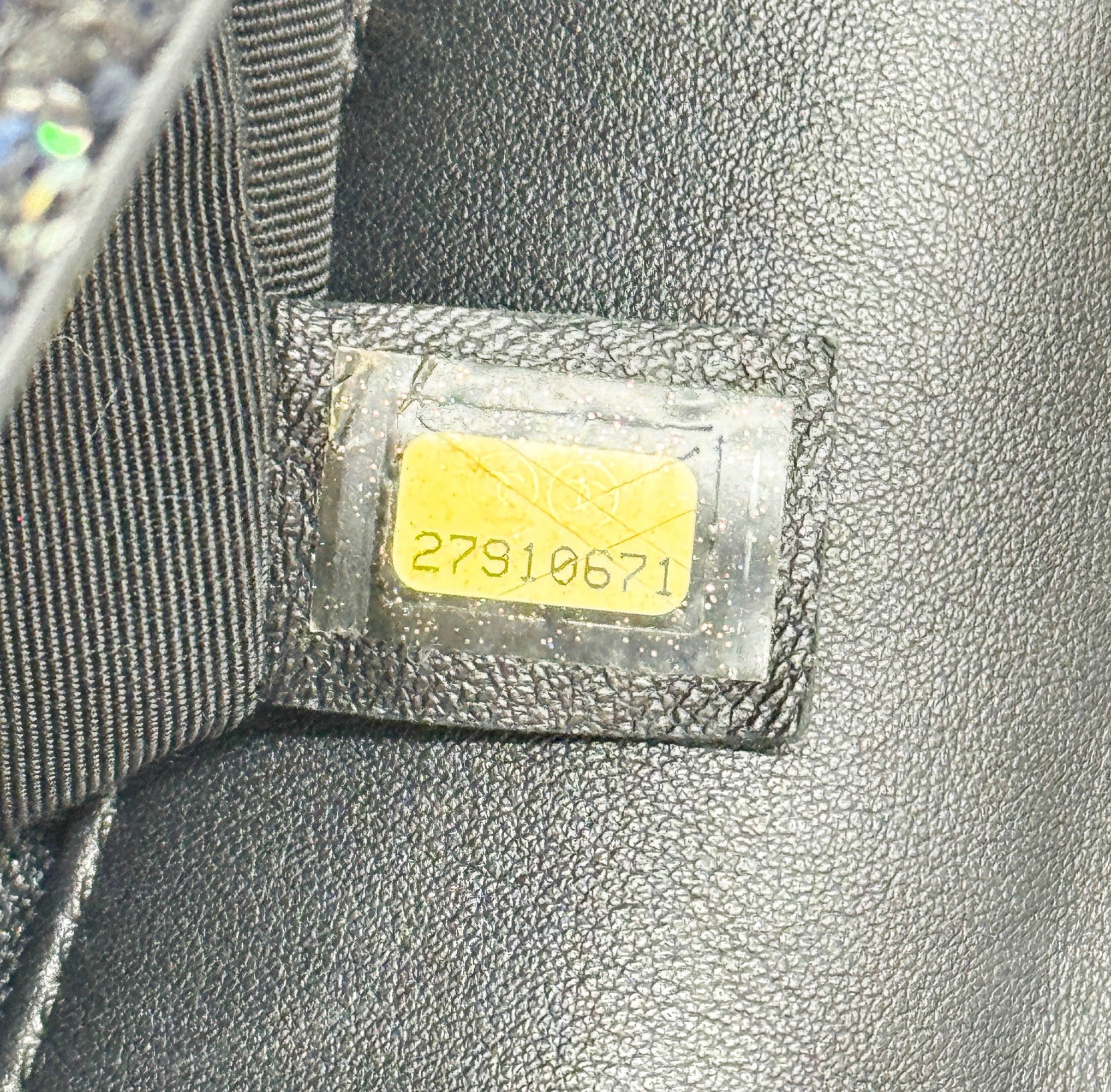 Double Flap Navy Tweed with Multi-color Sequin Pearl Detail Shoulder Strap Bag