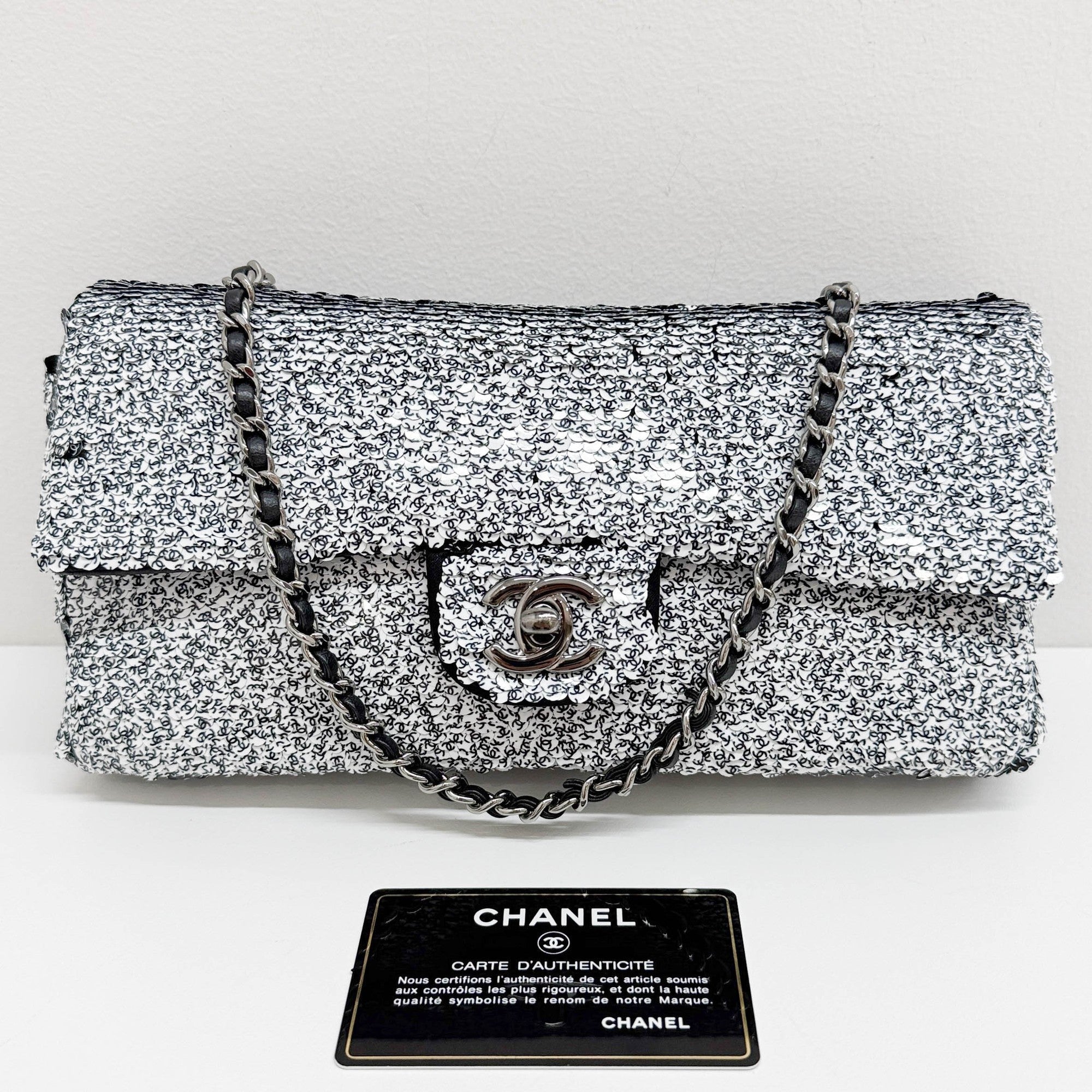 Classic Flap Coco Mark Sequins in Lambskin Chain Shoulder Bag