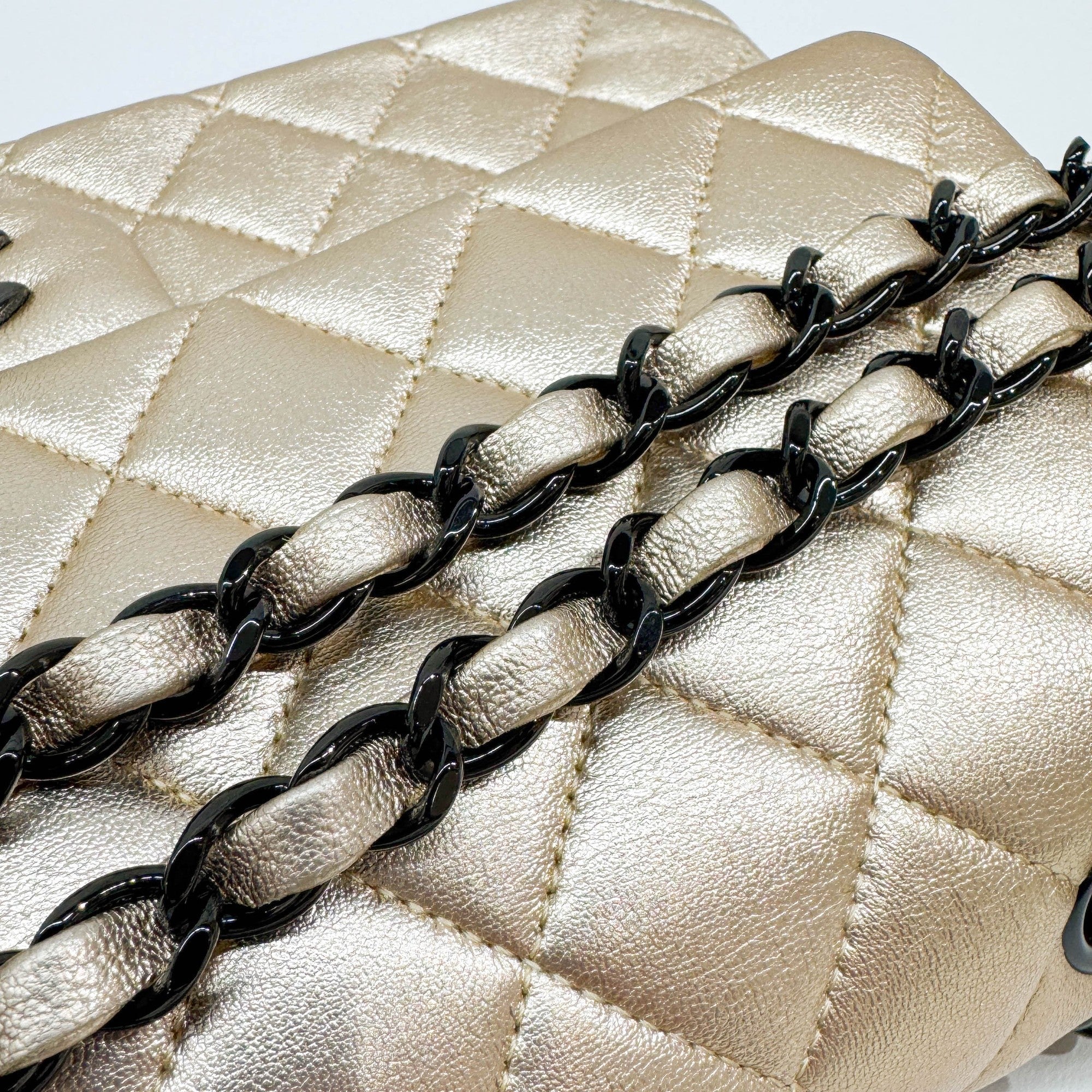 Classic Double Flap Matelasse Champagne Leather Shoulder Bag