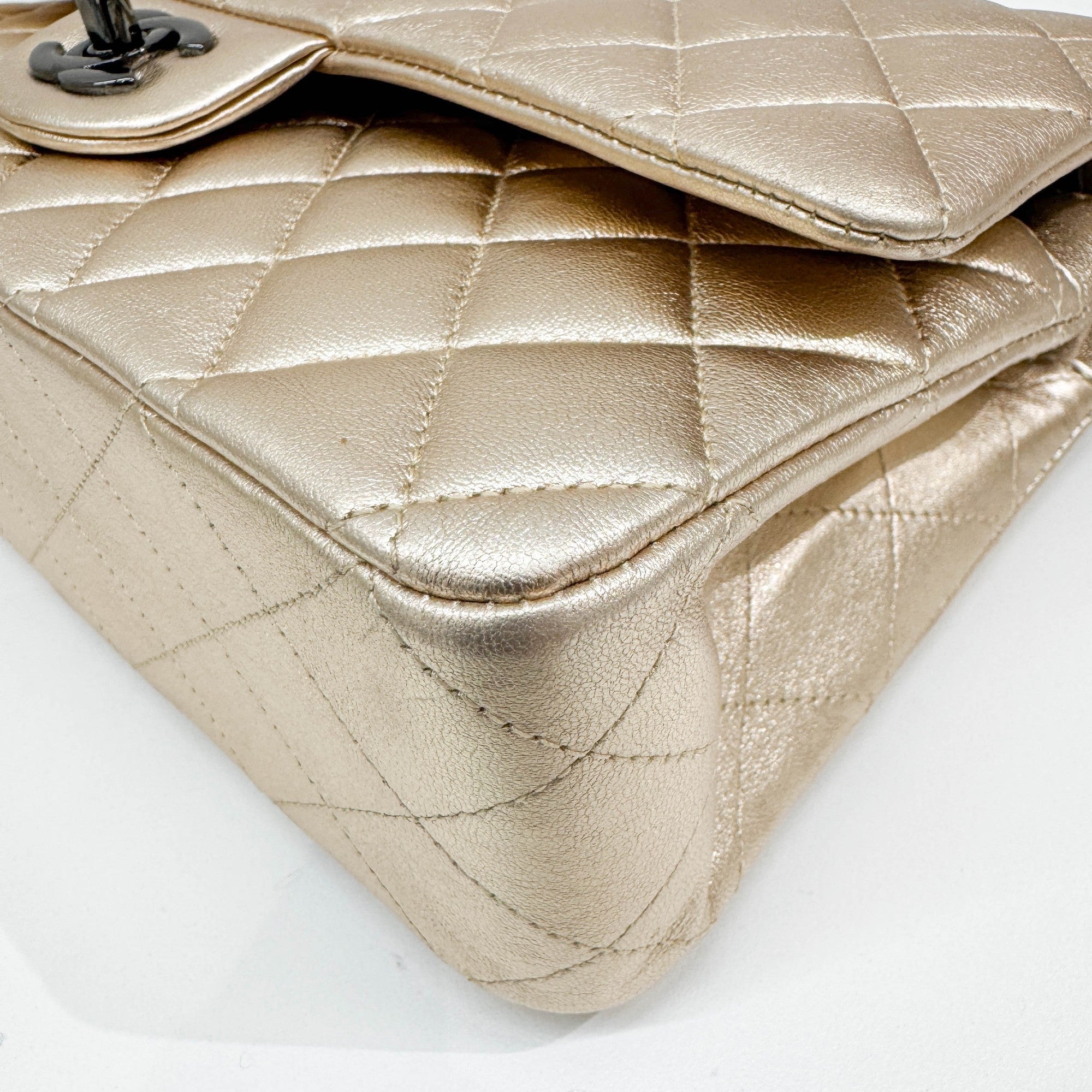 Classic Double Flap Matelasse Champagne Leather Shoulder Bag