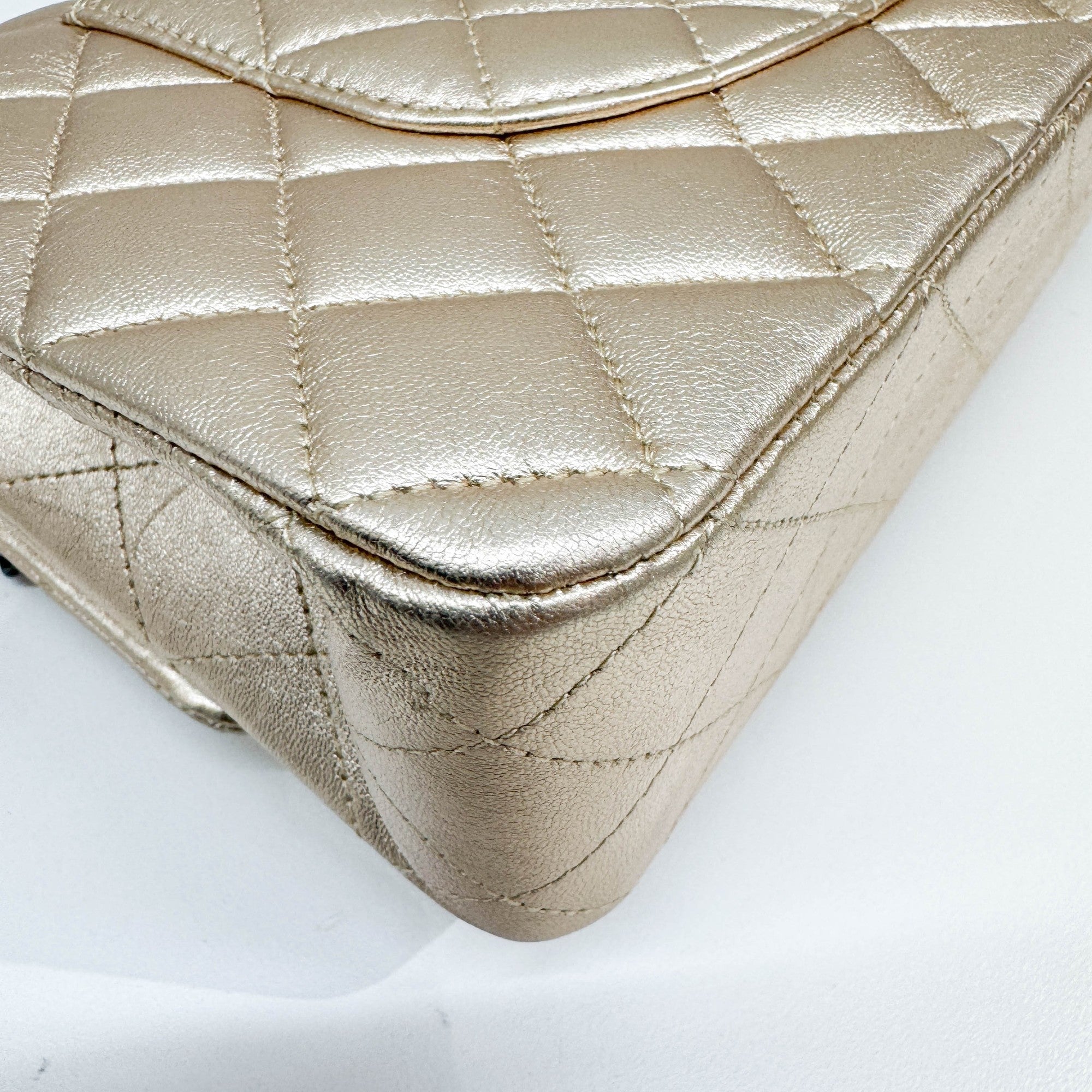 Classic Double Flap Matelasse Champagne Leather Shoulder Bag