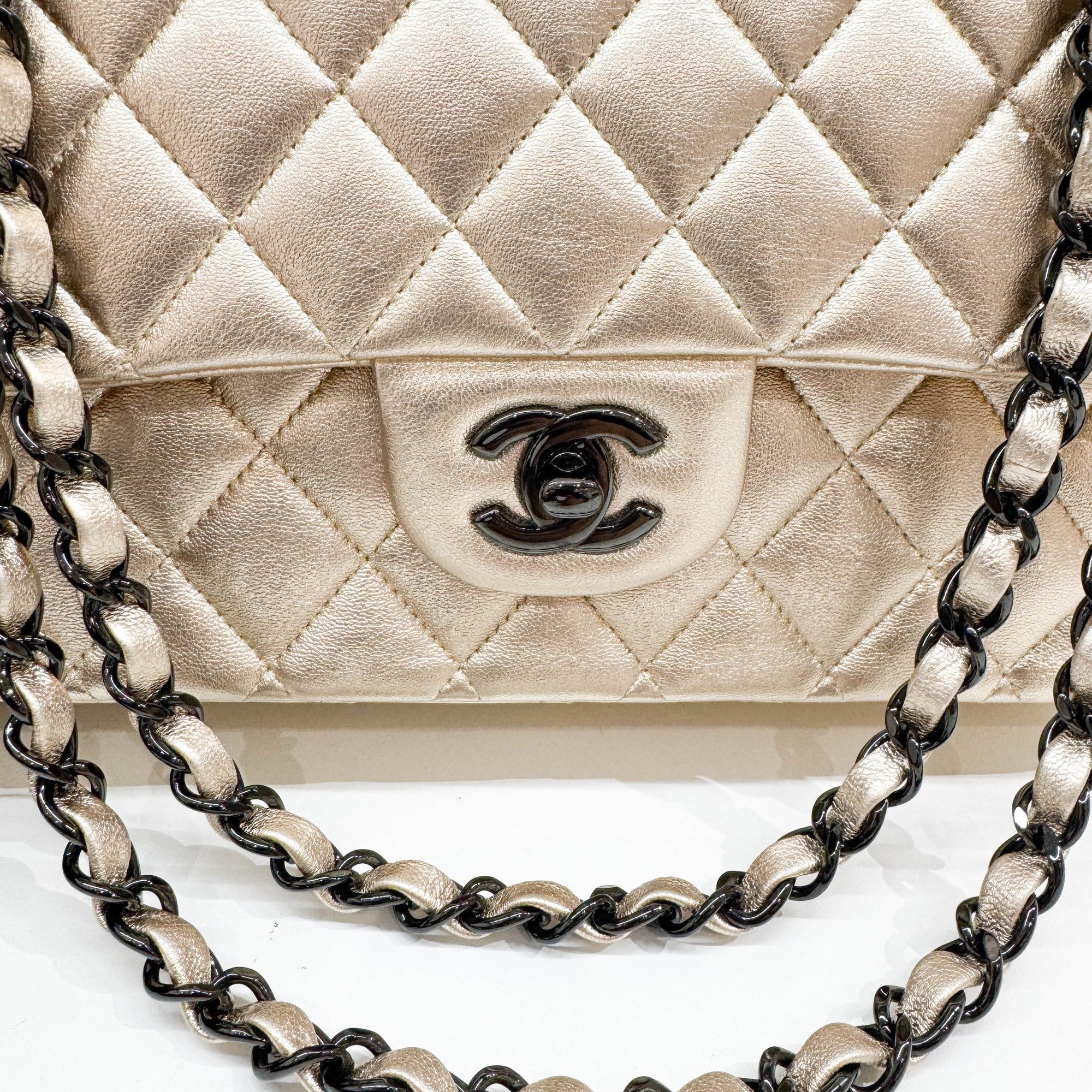 Classic Double Flap Matelasse Champagne Leather Shoulder Bag