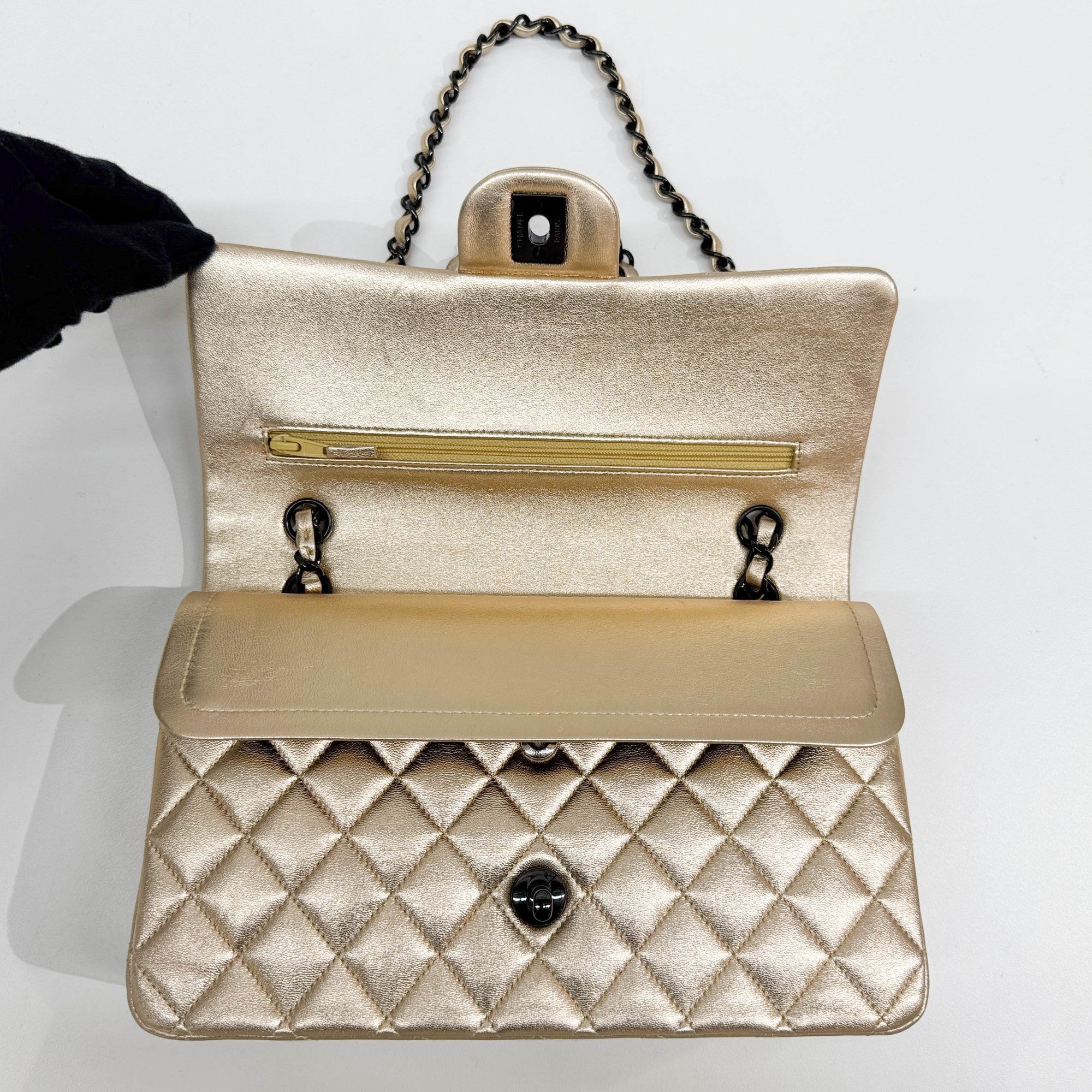 Classic Double Flap Matelasse Champagne Leather Shoulder Bag