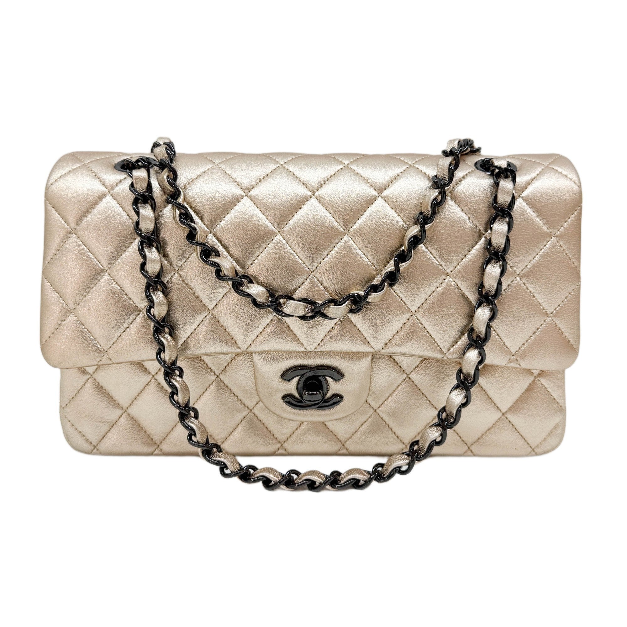 Classic Double Flap Matelasse Champagne Leather Shoulder Bag